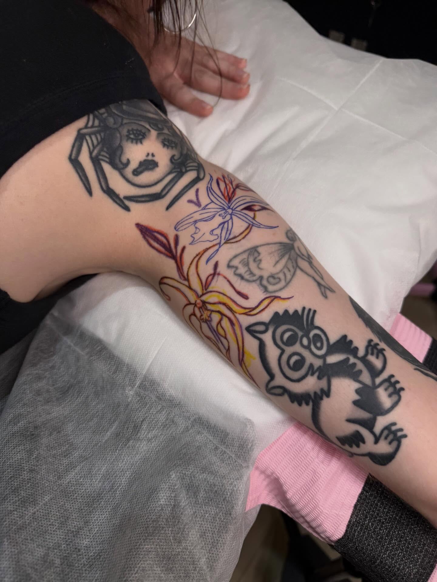 Manga character new school tattoo on the forearm by 🗡Addie Kat🗡