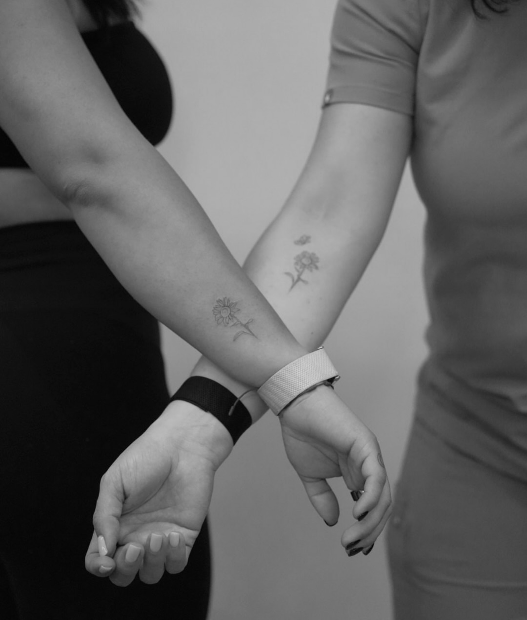 Sunflower black and grey tattoo on the forearm by Tattoo fine line NY