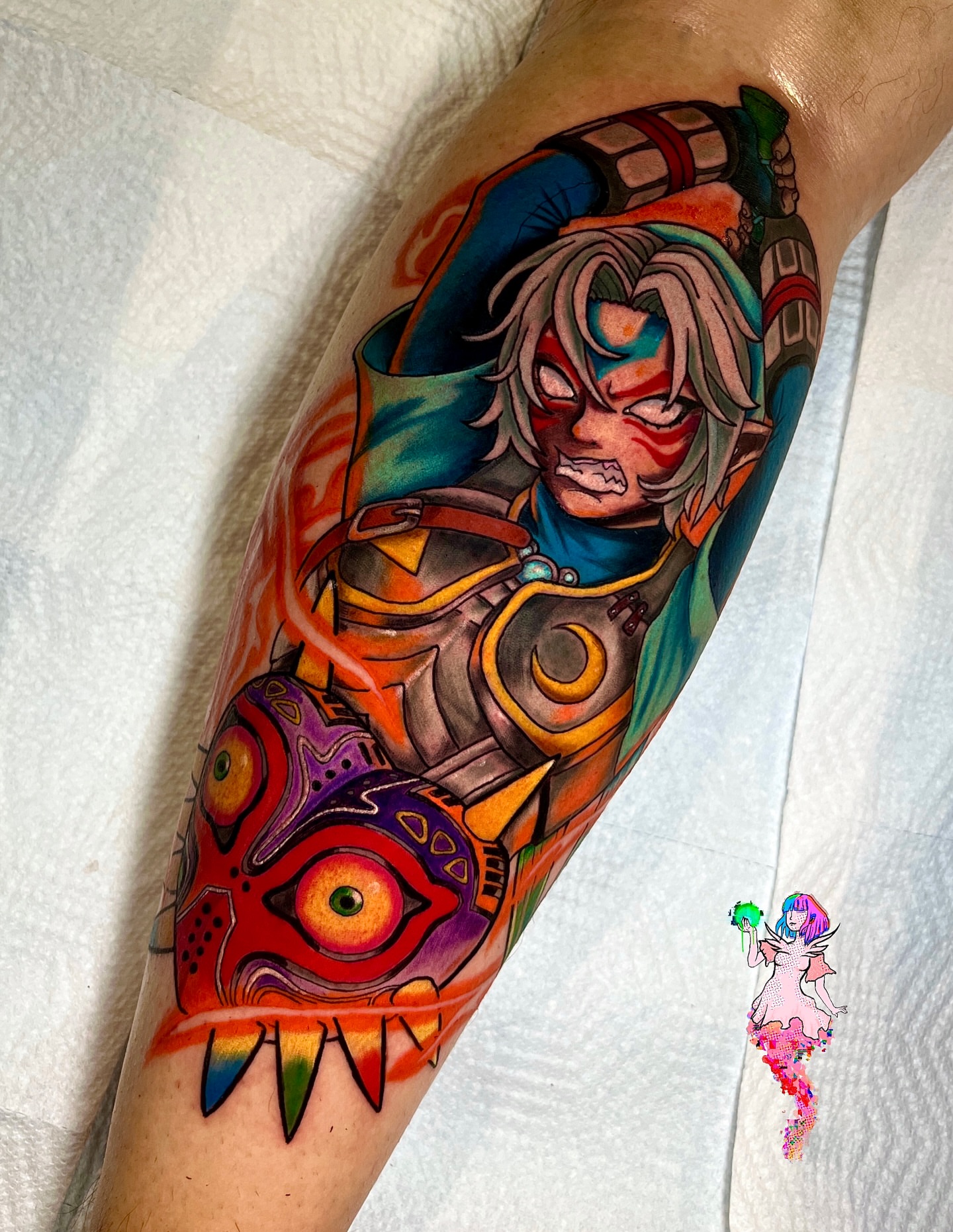Majora's mask anime tattoo on the forearm by Aguaviva.uv Tattoos 🇵🇷