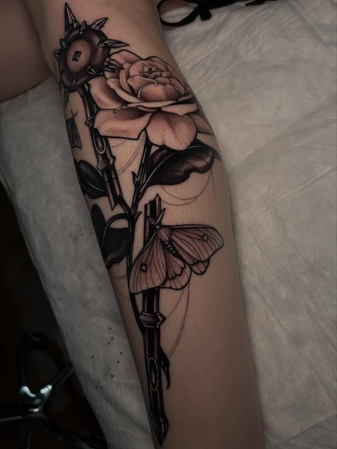 Tattoo by @taylorelizabethtattoos — black_and_grey, realism