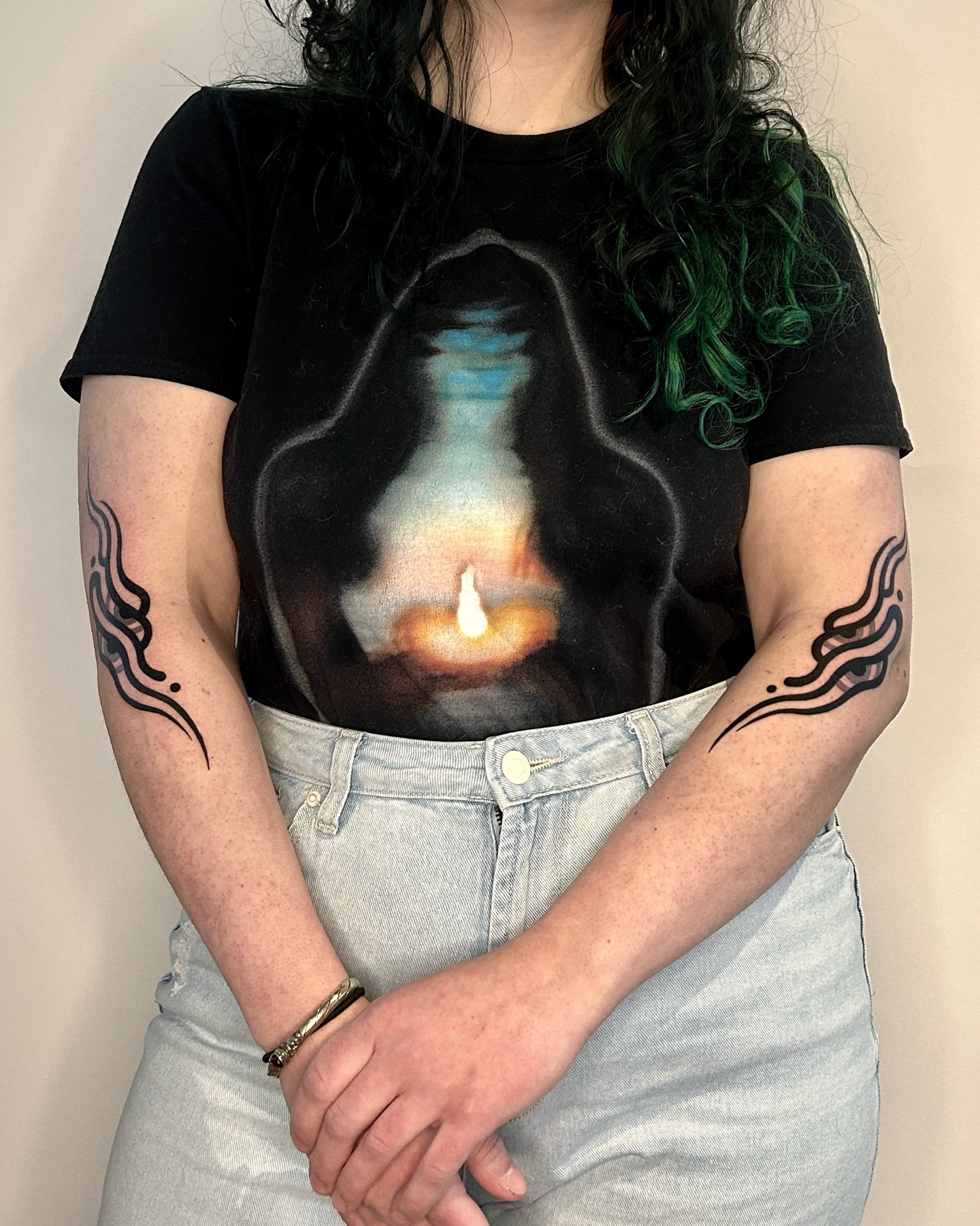 Candle dotwork tattoo on the forearm by Fisher Man