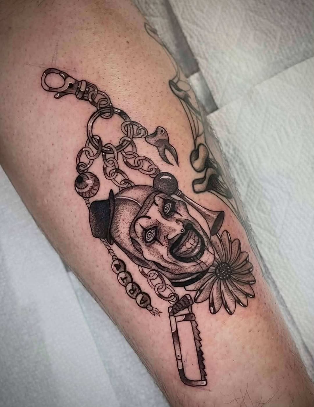 Tattoo by @katstattooth — dark_realism, black_and_grey