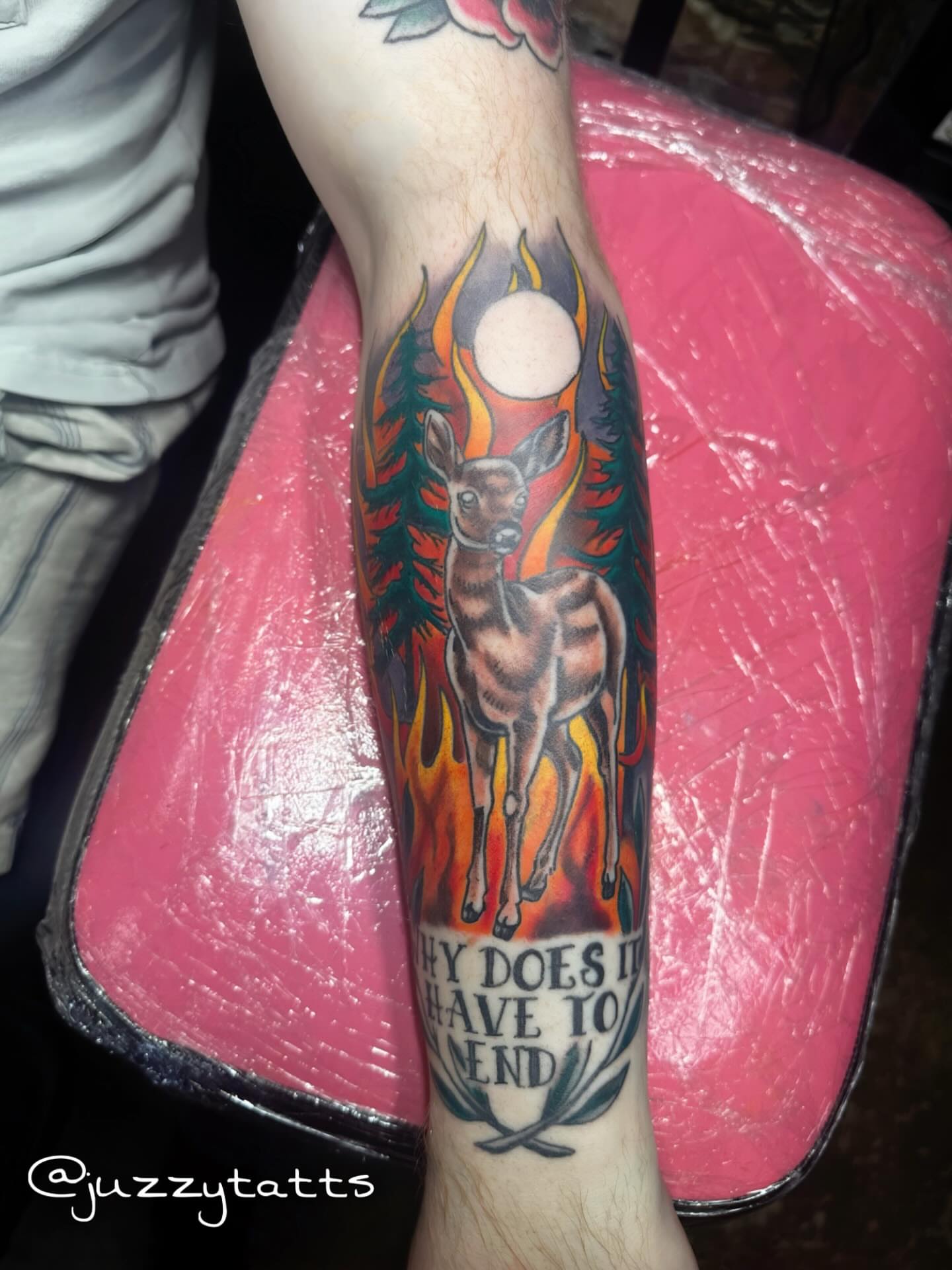 Tattoo by @juzzytatts — american_traditional, dotwork