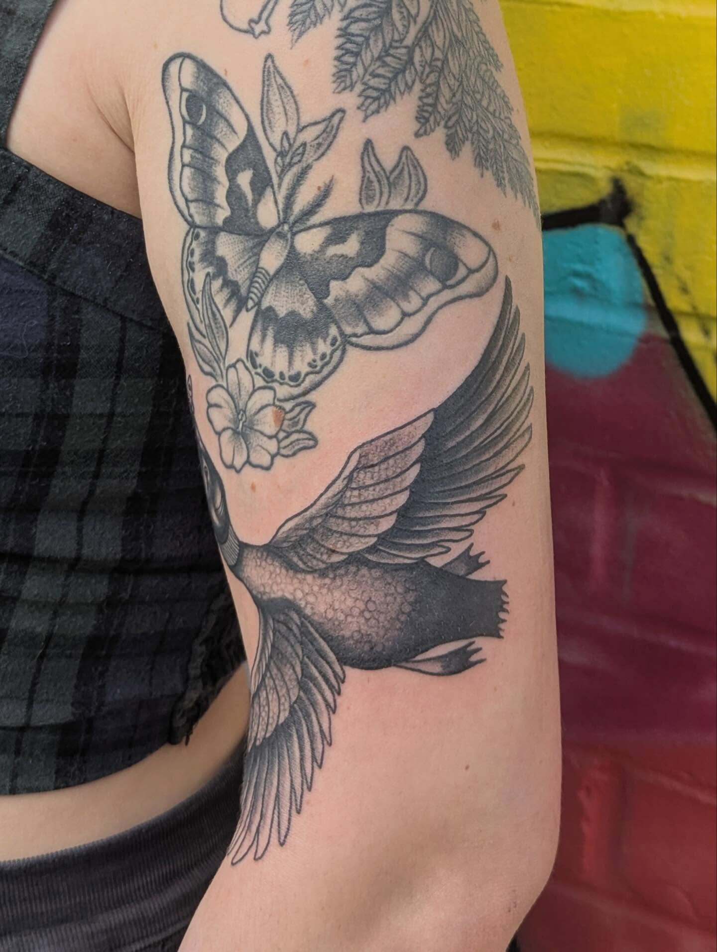 Tattoo by @folkfigment — black_and_grey