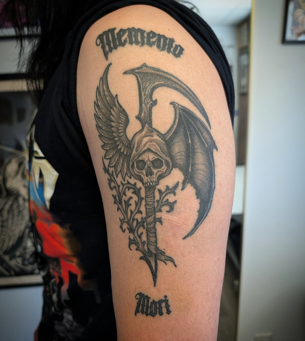 Tattoo by @cabinfevertattoo — black_and_grey, dark_realism