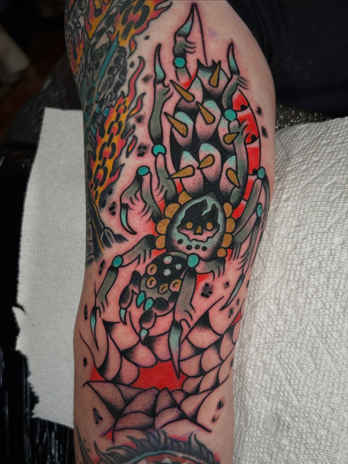 Abstract design dotwork tattoo on the forearm by Kit Miller, Indianapolis, Indiana