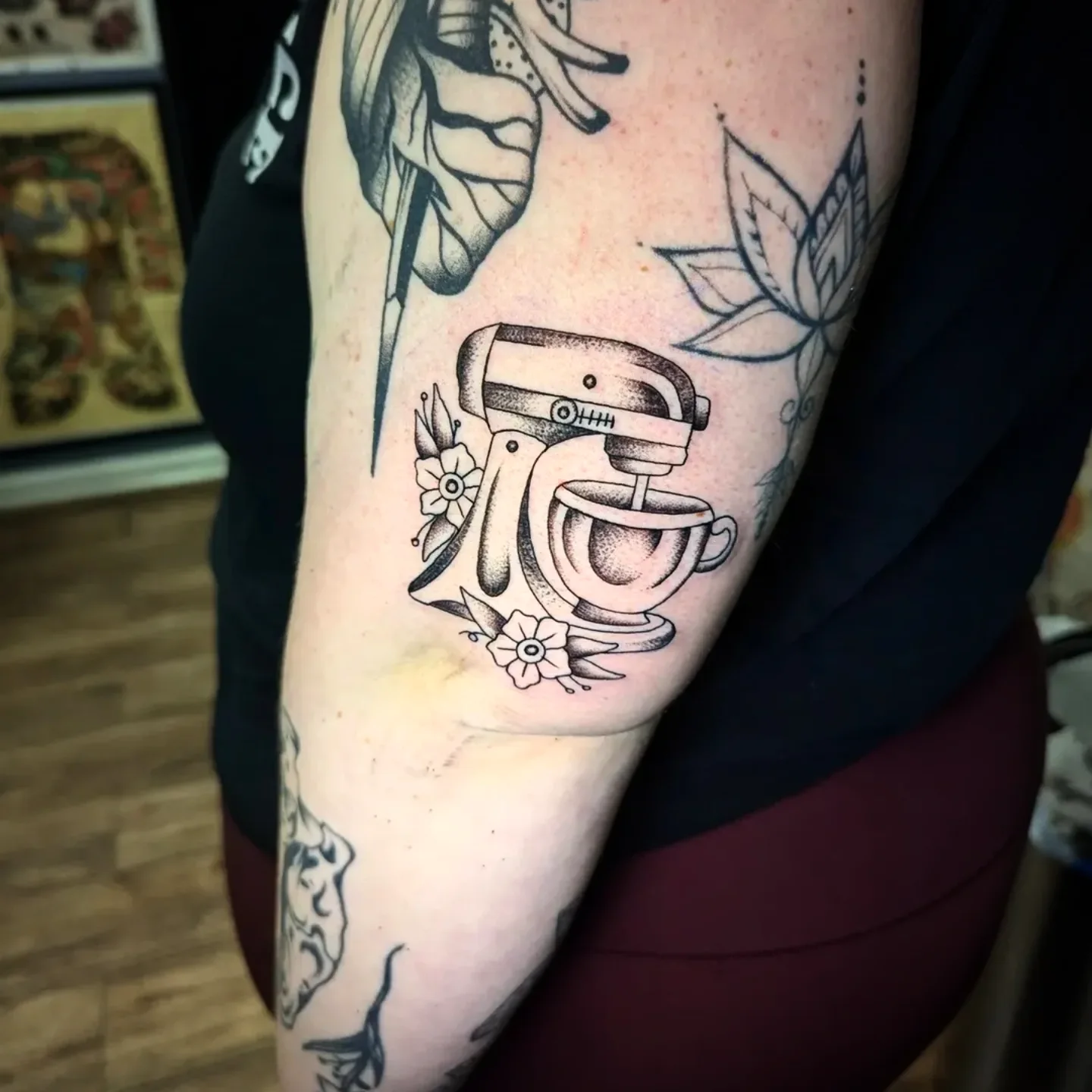Mixer dotwork tattoo on the forearm by joseph palladino
