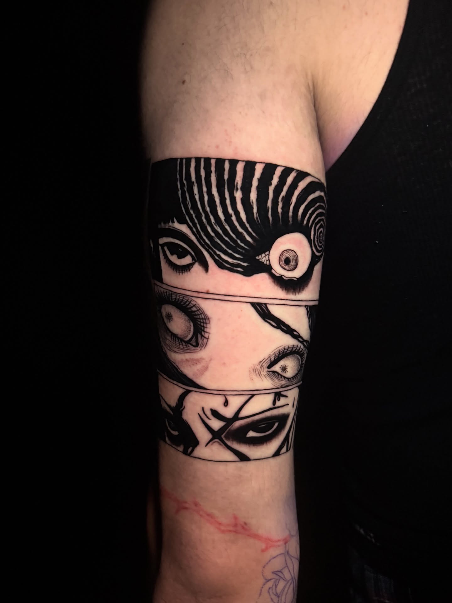 Eyes geometric tattoo on the forearm by Lauren B