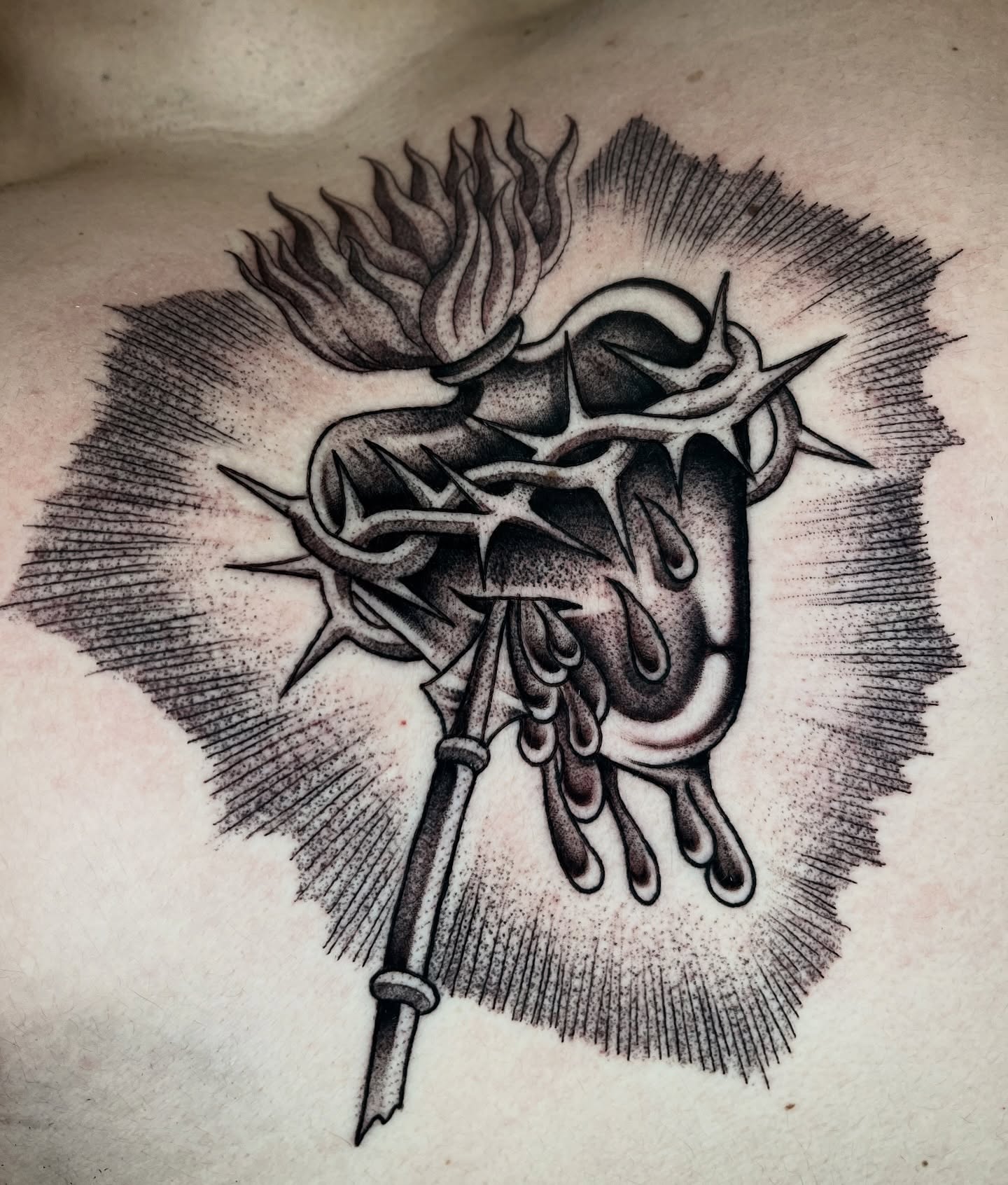 Tattoo by @jesus_pieces_ — black_and_grey, dark_realism