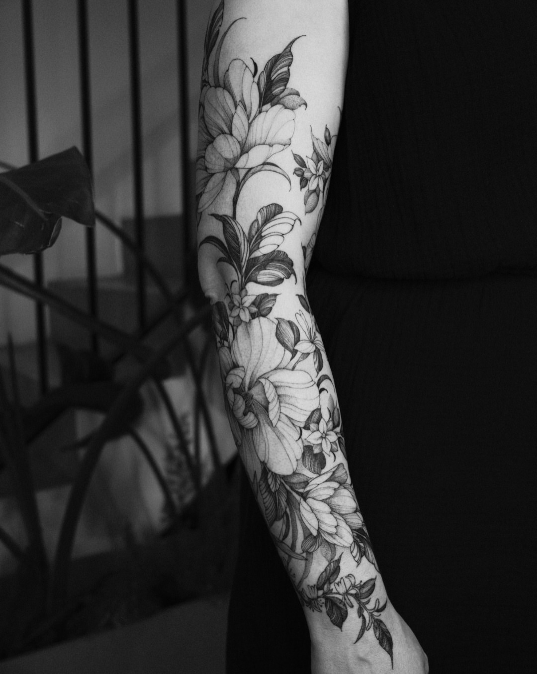 Floral bouquet realism tattoo on the forearm by LORIE π€ Floral Tattoo Artist, Los Angeles, California