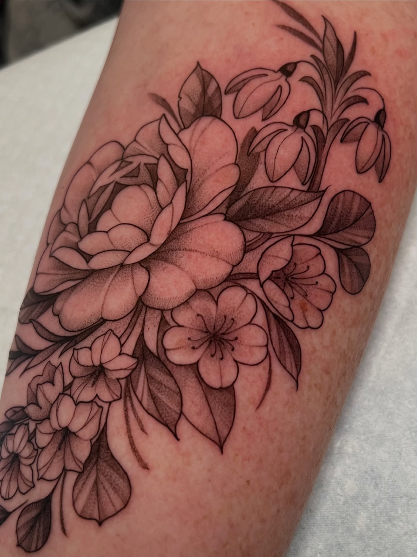 Tattoo by @girlwiththefoxtattoo — black_and_grey, fine_line