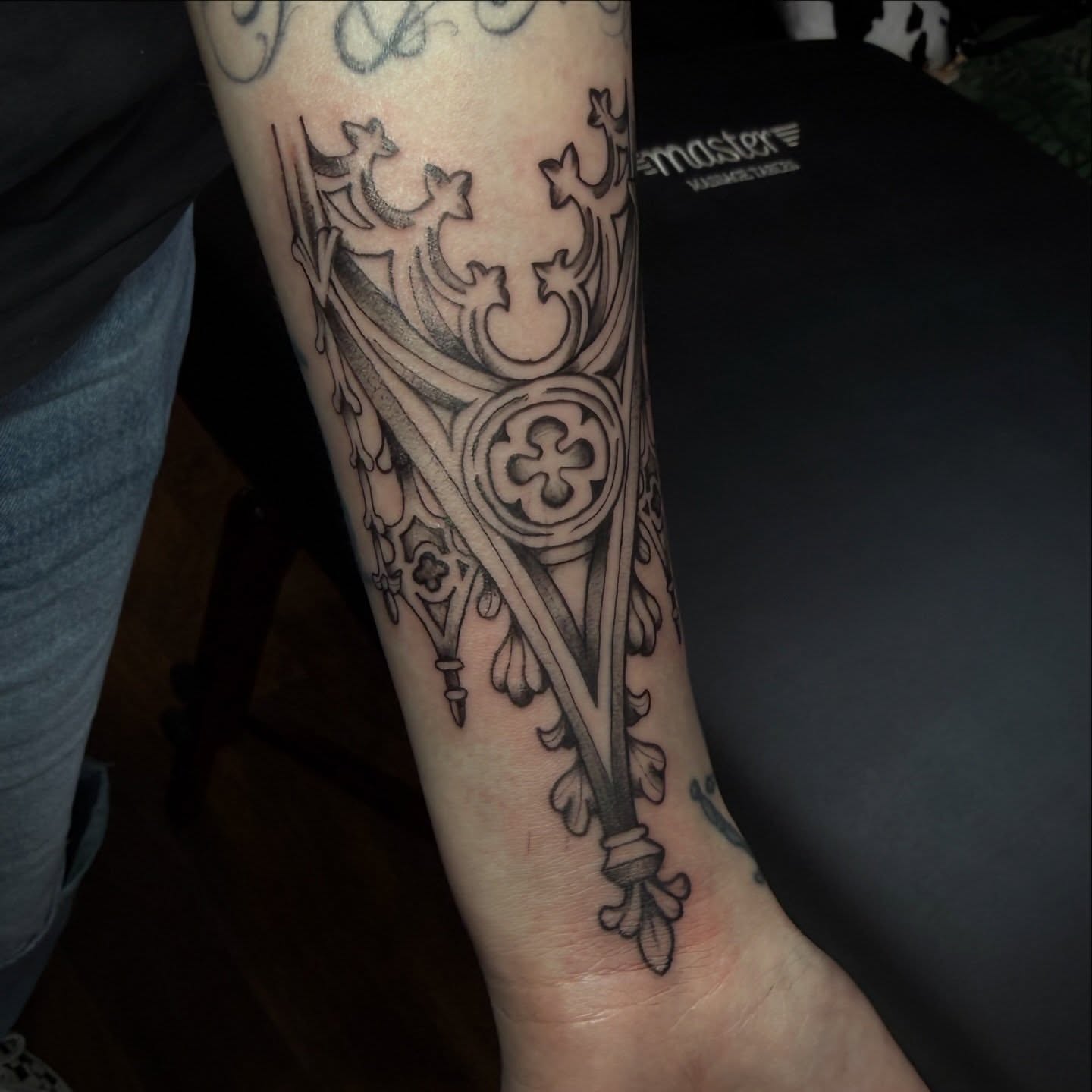 Tattoo by @needlemami — black_and_grey, ornamental