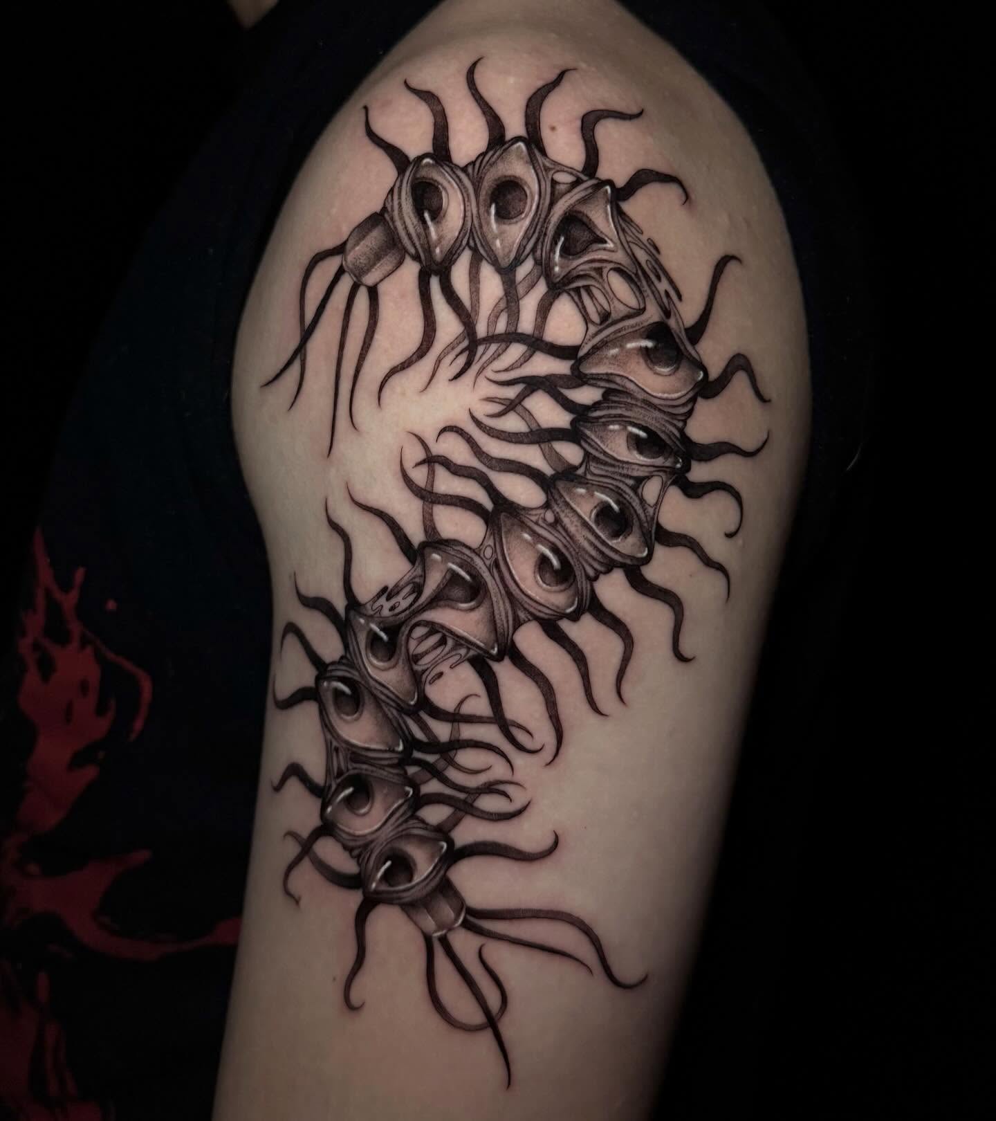 Tattoo by @lyssa_jtattoo — black_and_grey, geometric
