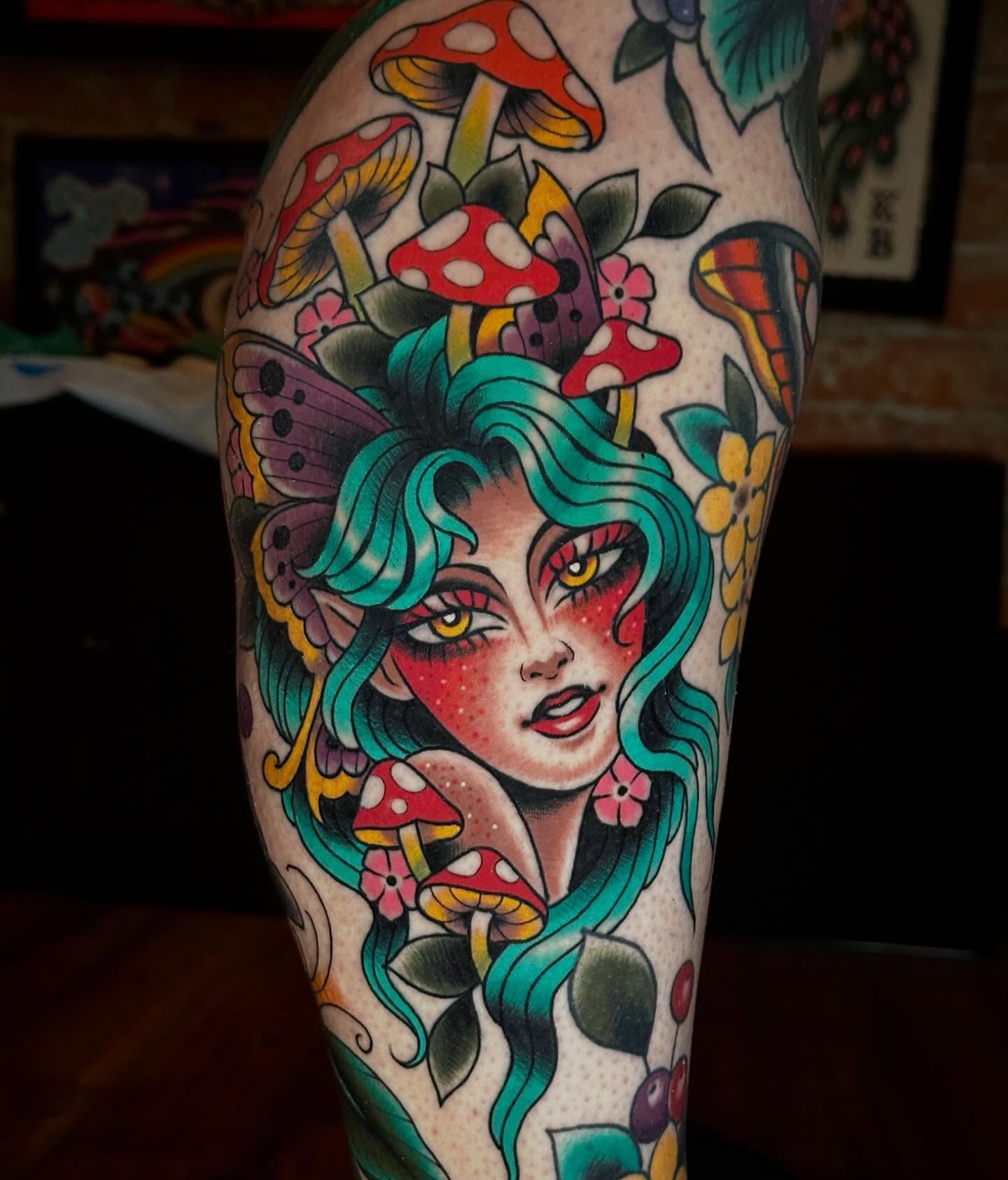 Tattoo by @alyssadaytattoos — american_traditional, dotwork