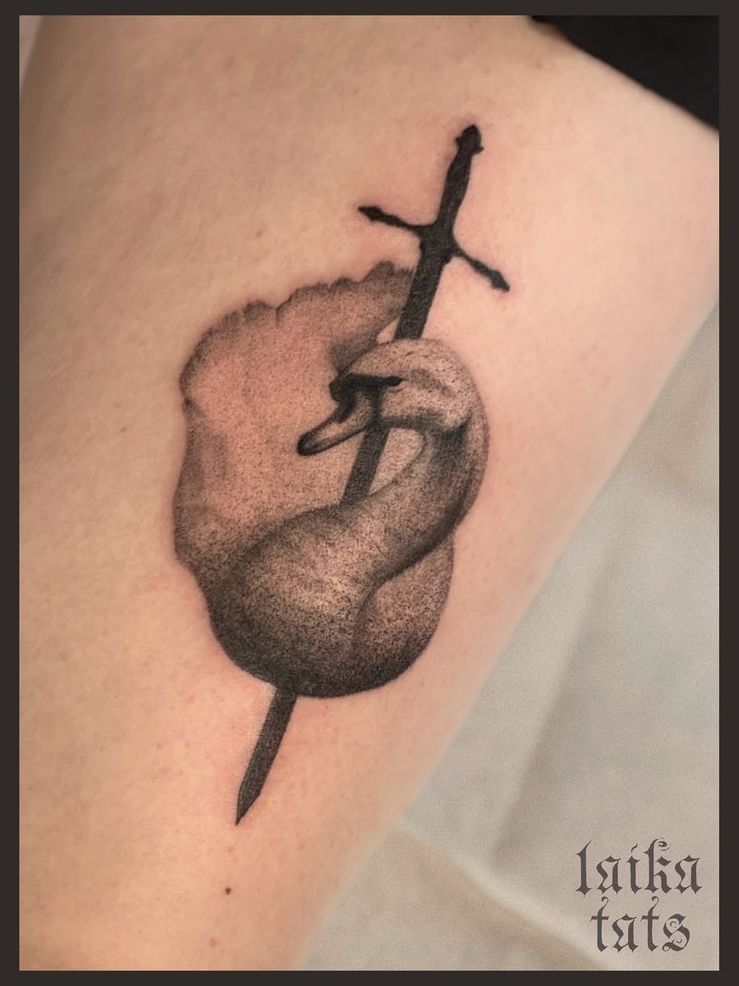 Tattoo by @laikatats — black_and_grey, dotwork