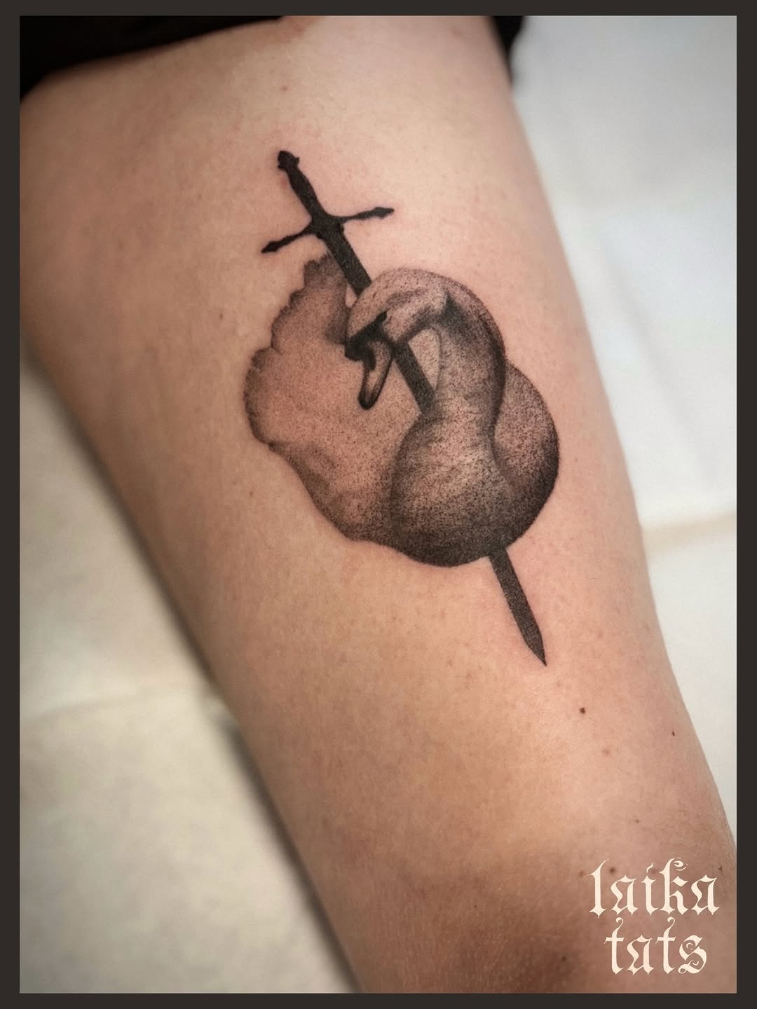 Tattoo by @laikatats — black_and_grey, dotwork
