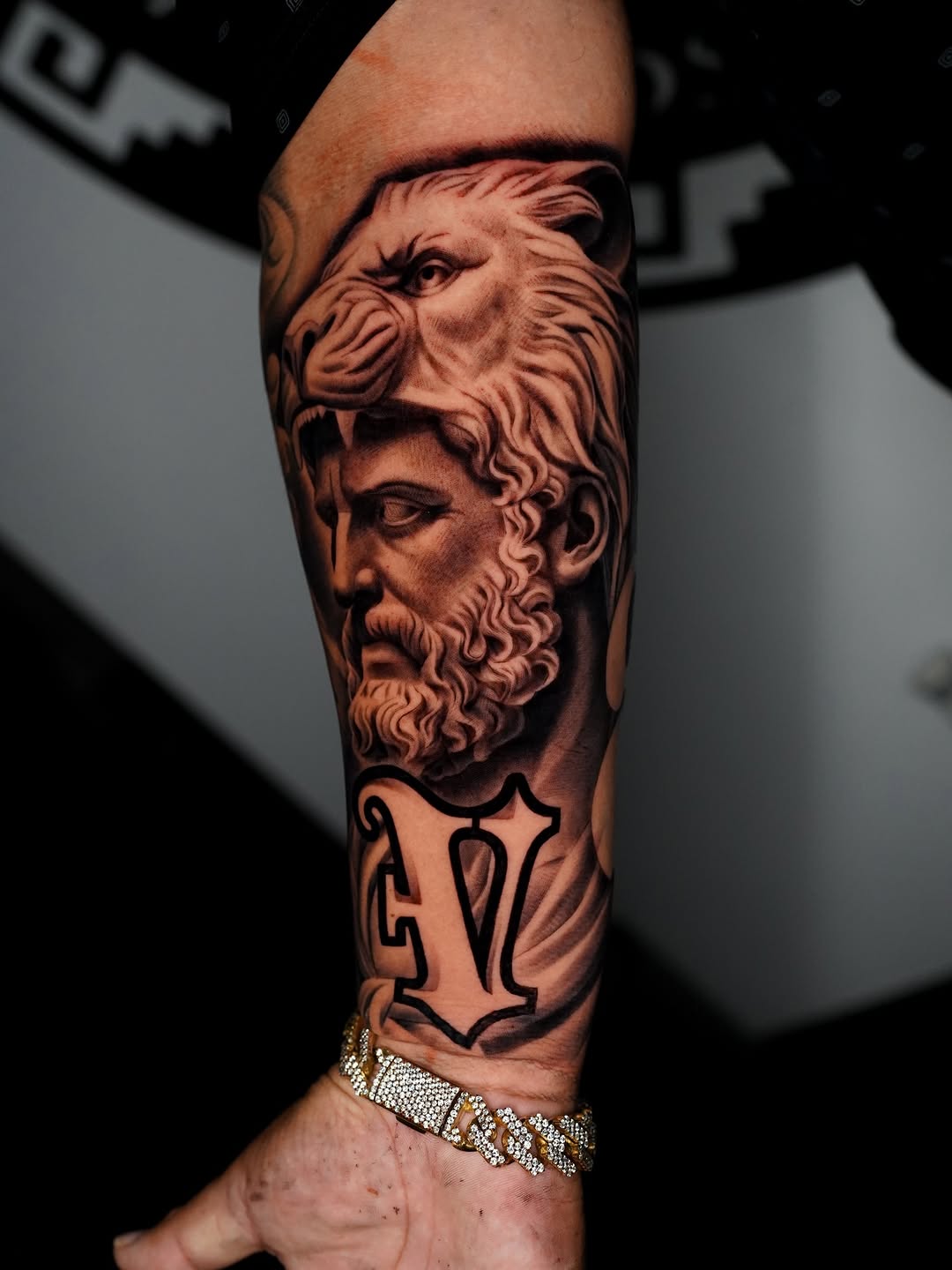 Surrealism tattoo on the forearm by Salvador Saenz Jr, Dallas, Texas