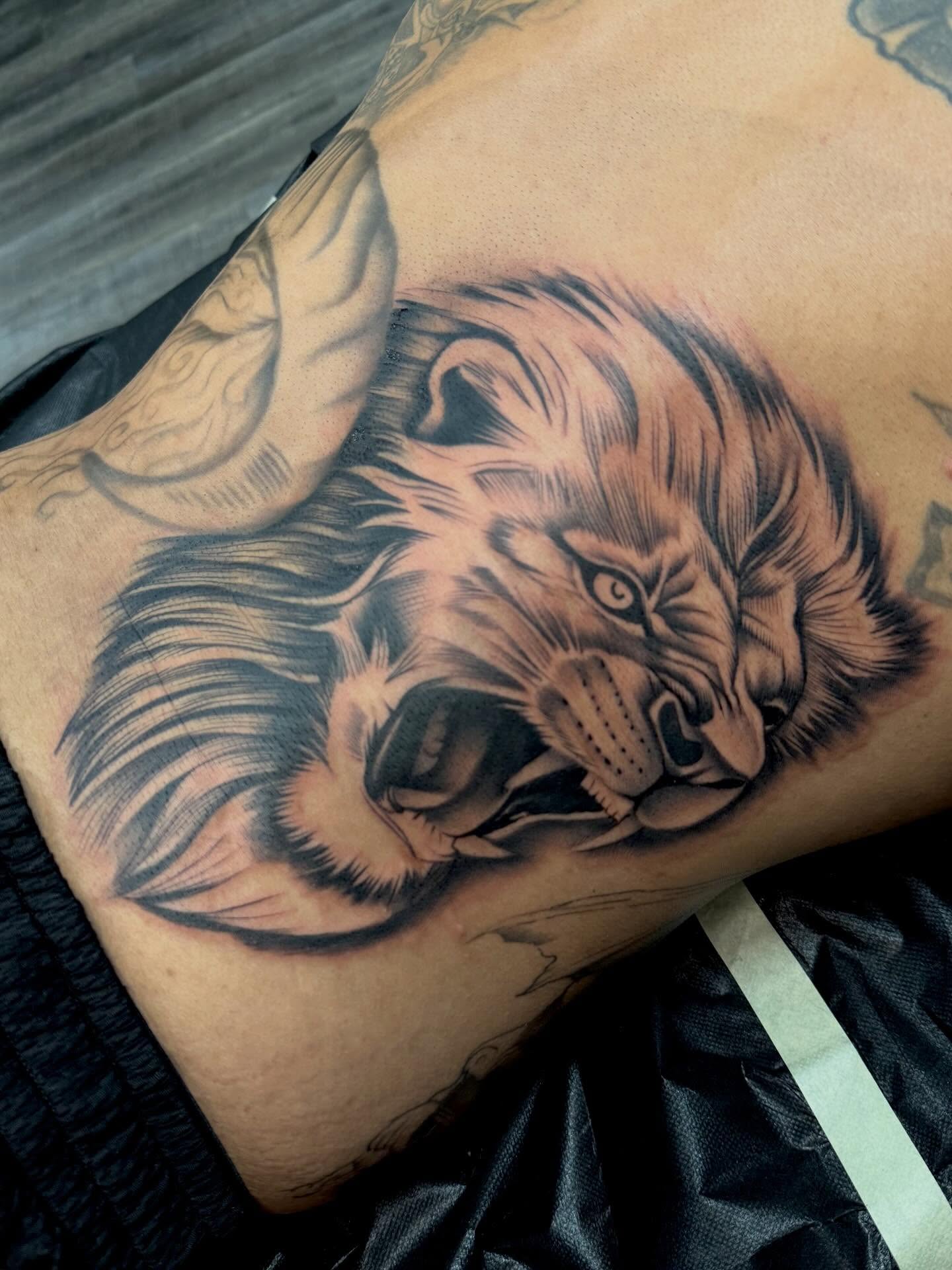 Tattoo by @mademariontattoos — realism, black_and_grey