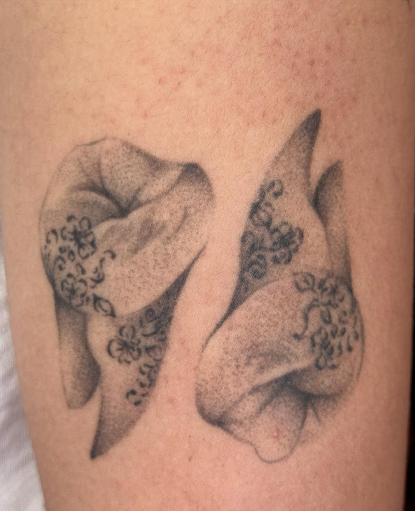 Calla lilies dotwork tattoo on the forearm by tattoos by miss jackie o 🎱