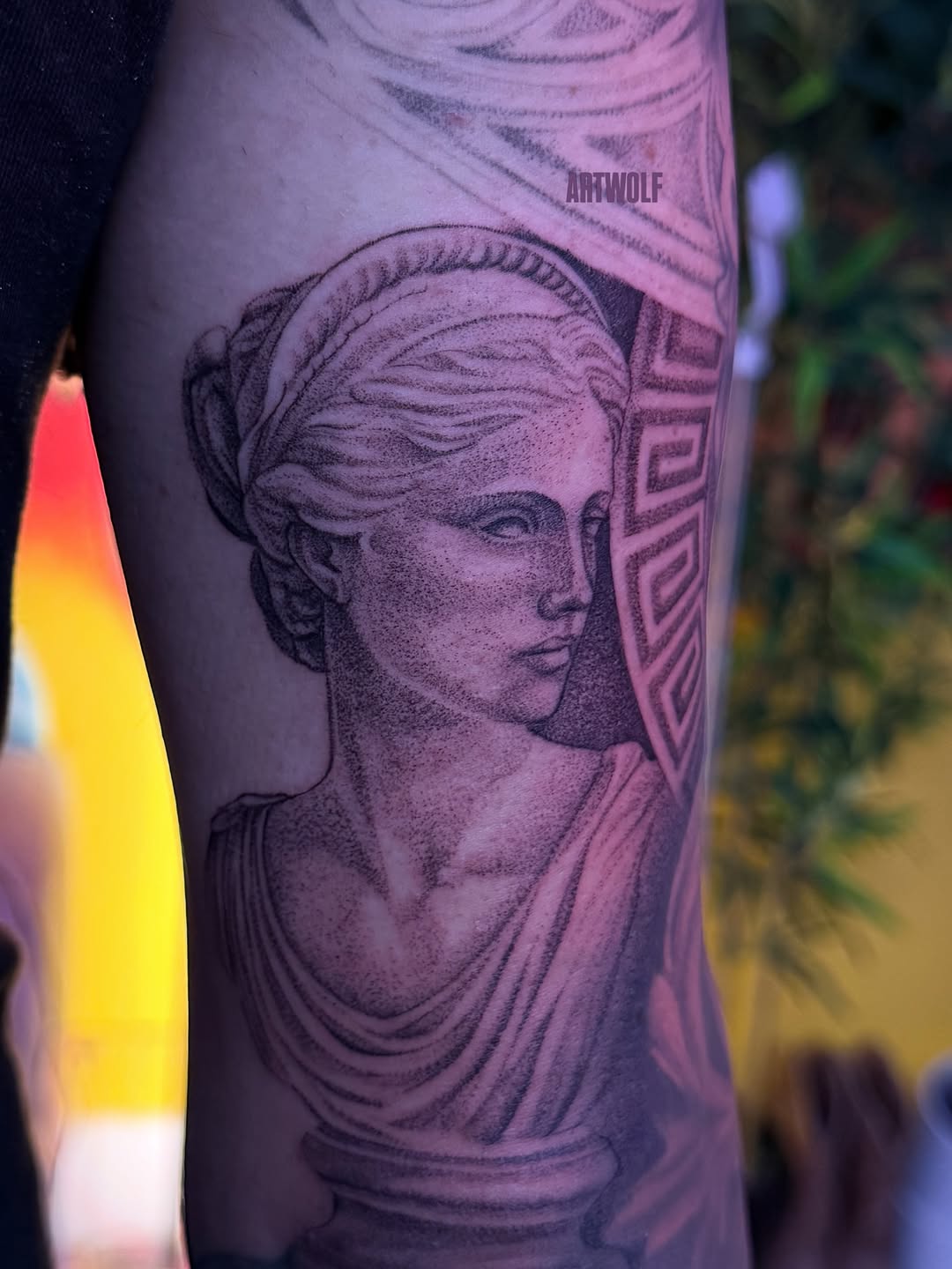 Tattoo by @artwolf β realism, dotwork