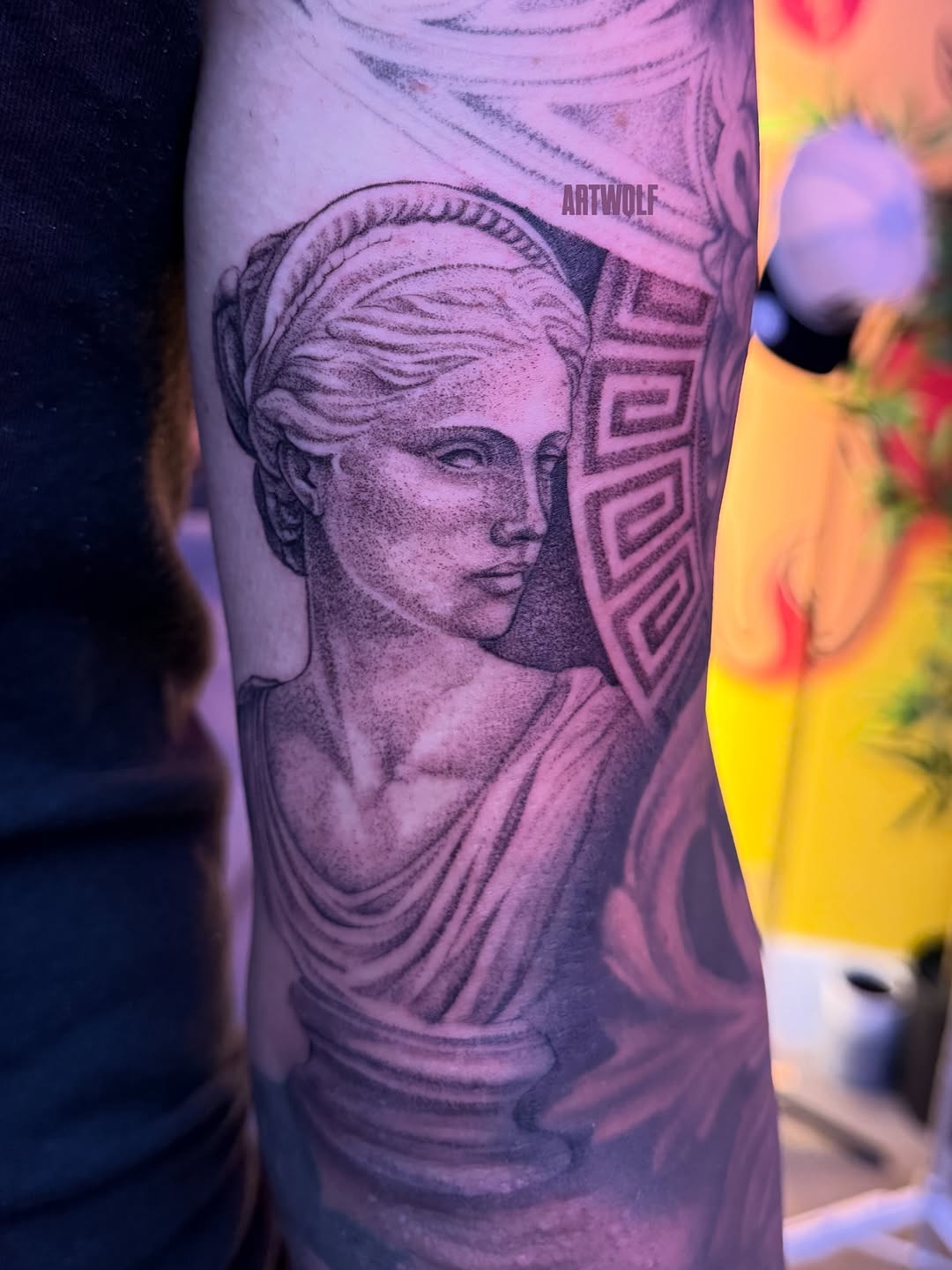 Tattoo by @artwolf β black_and_grey, dotwork