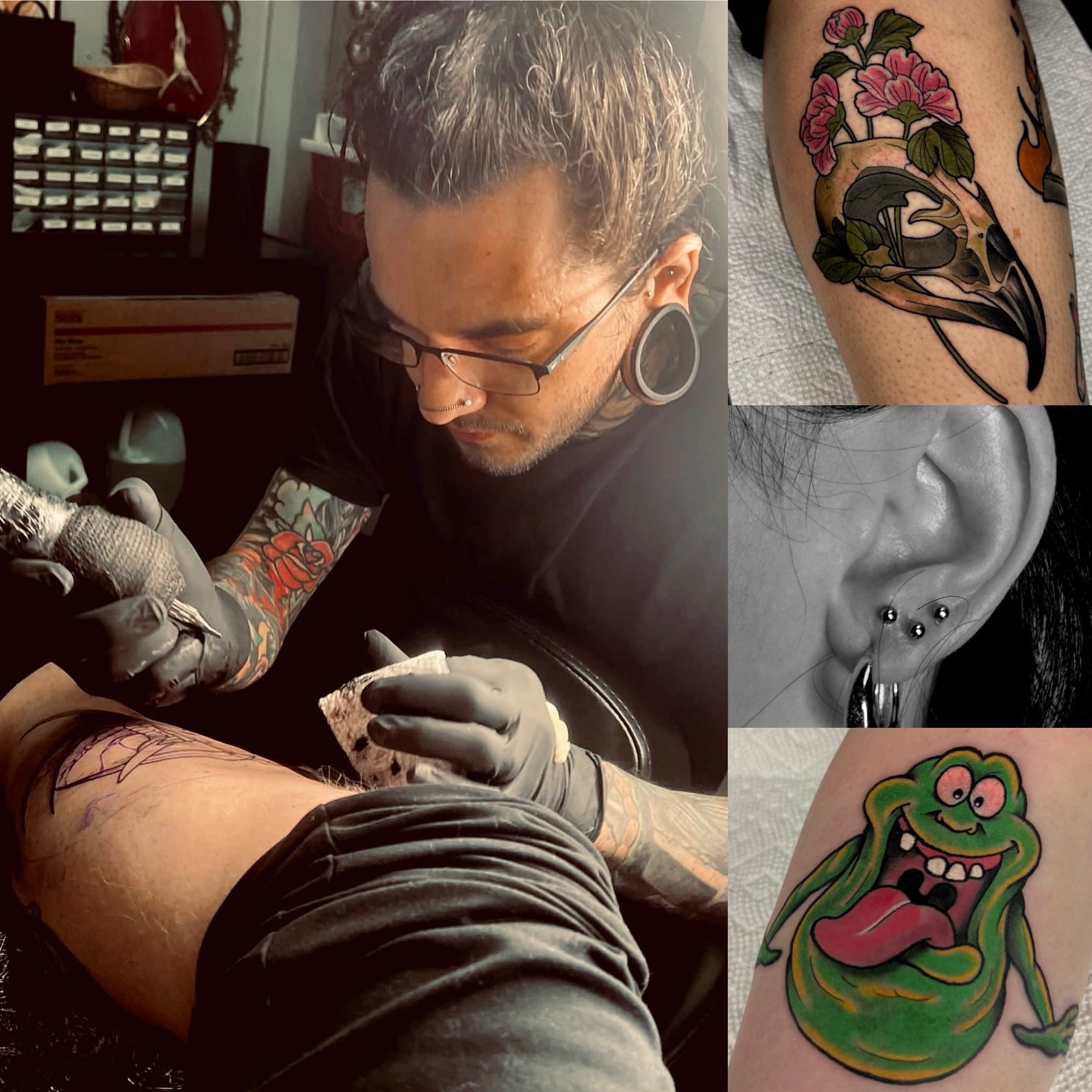 Snake new school tattoo on the thigh by Brett Brown