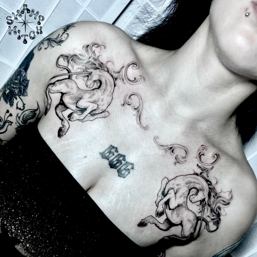 Tattoo by @swamp.witch.tattoos โ black_and_grey, illustrative