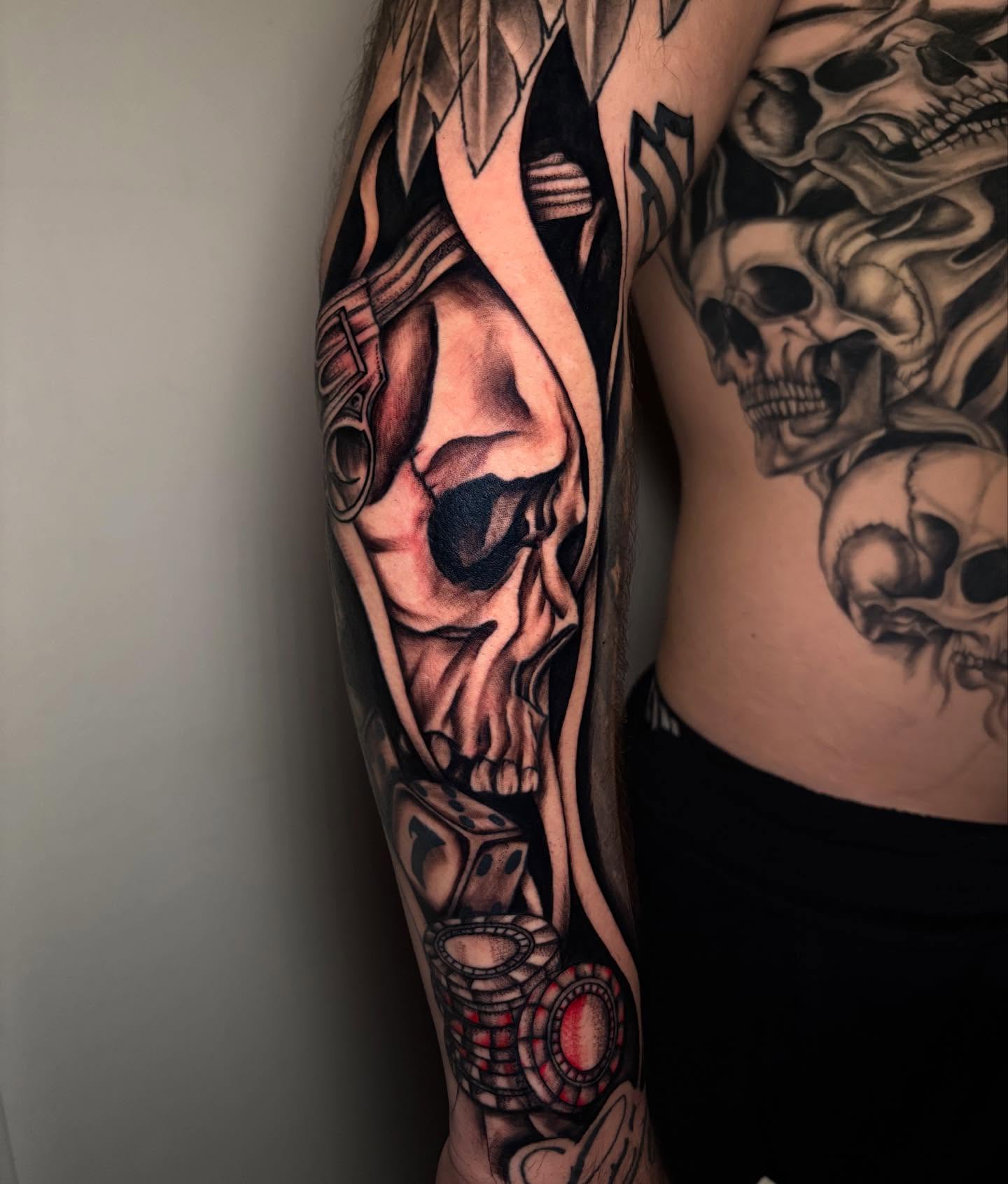 Skull realism tattoo on the forearm by 𝕶𝕬𝕿