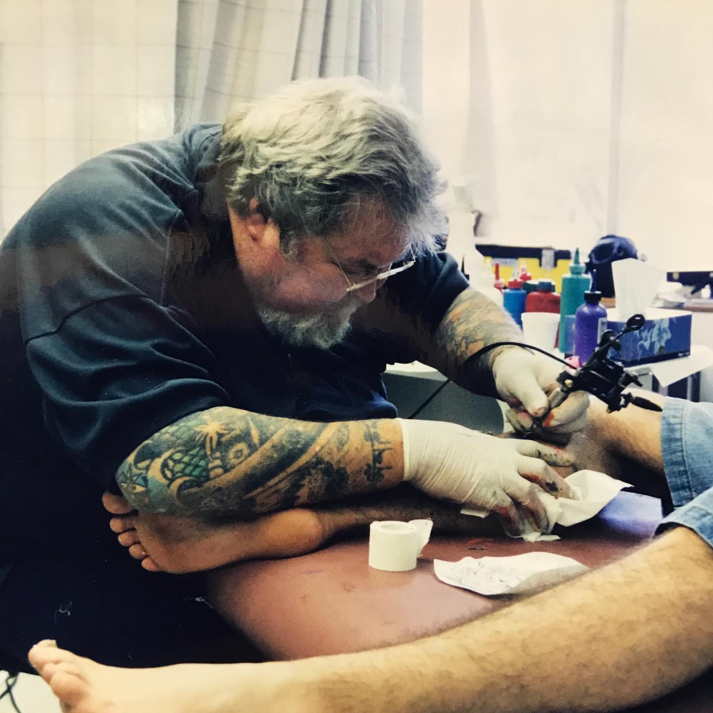 Leg tattoo American traditional tattoo on the leg by Keith Underwood
