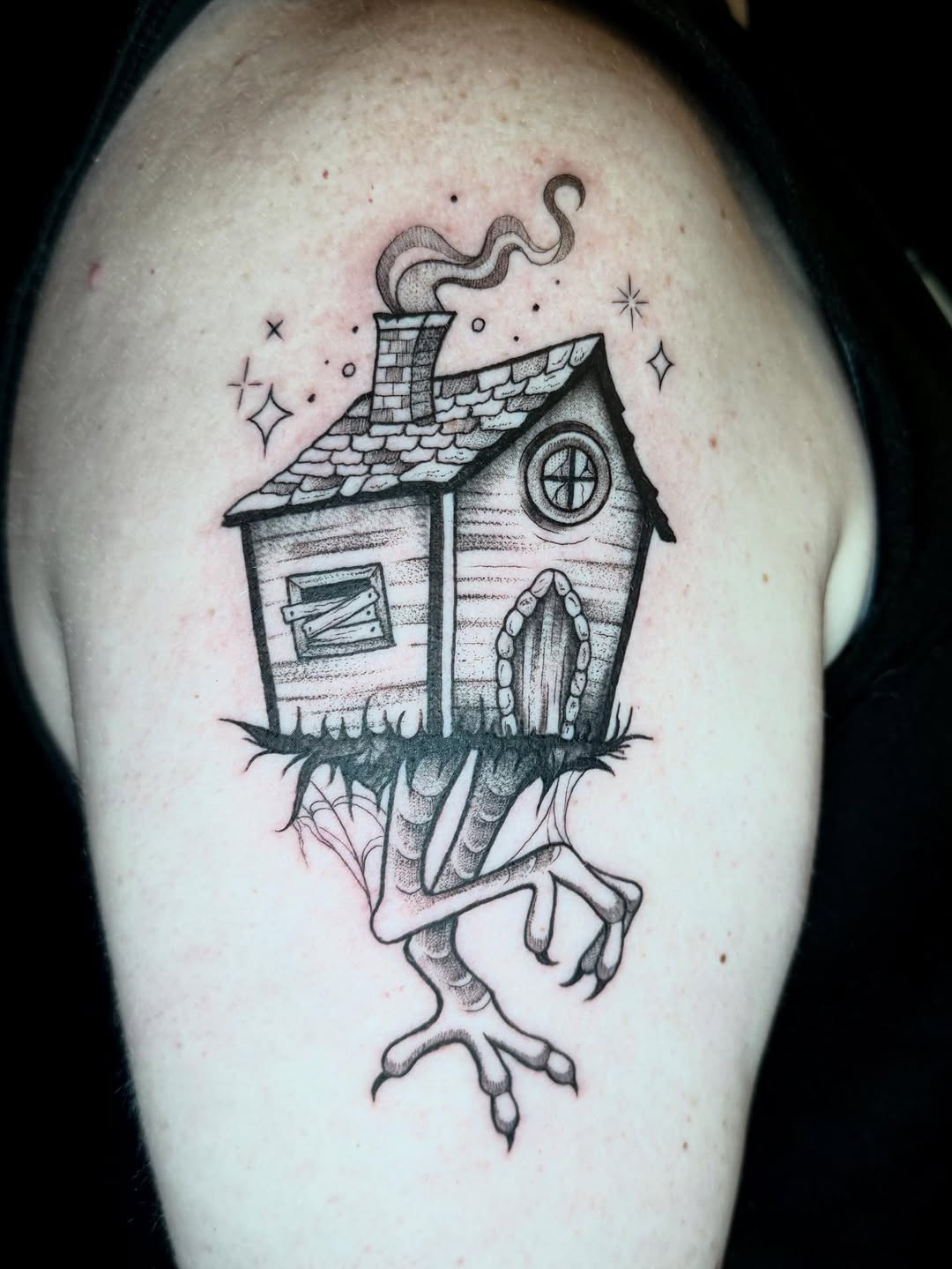 Tattoo by @morgue.in.tattoos — illustrative, black_and_grey