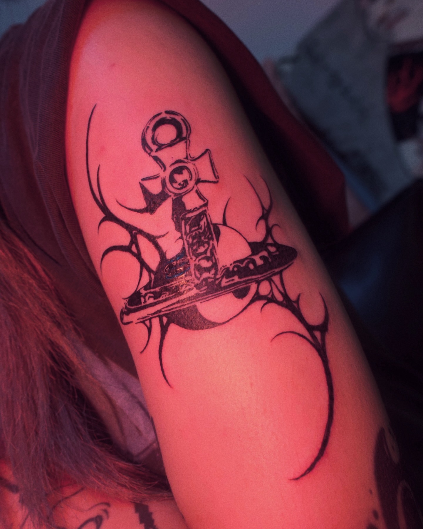 Anchor tribal tattoo on the upper arm by LX7