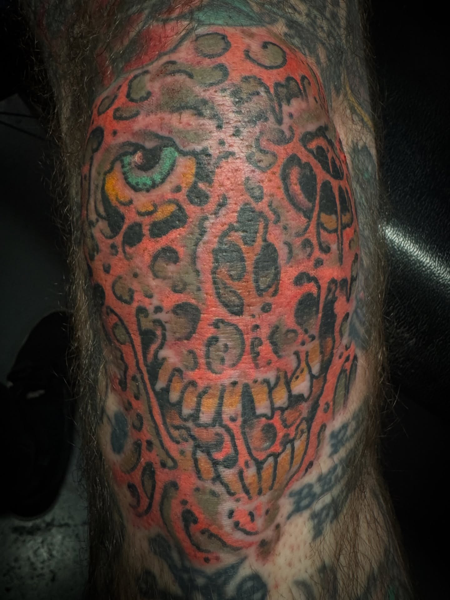 Abstract skull trash polka tattoo on the forearm by J Ranno, Richmond, Virginia