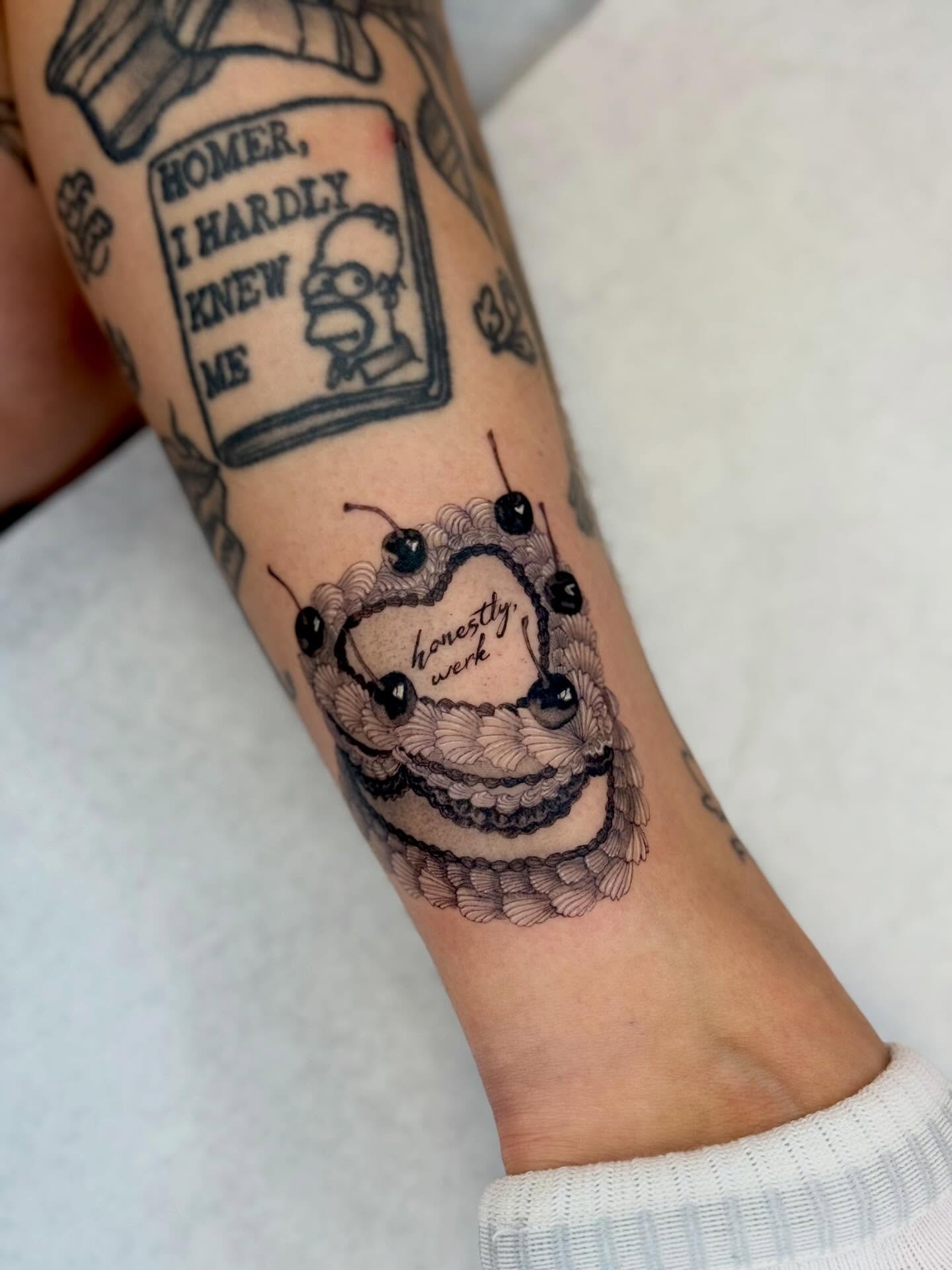 Bee black and grey tattoo on the forearm by Em Krieg