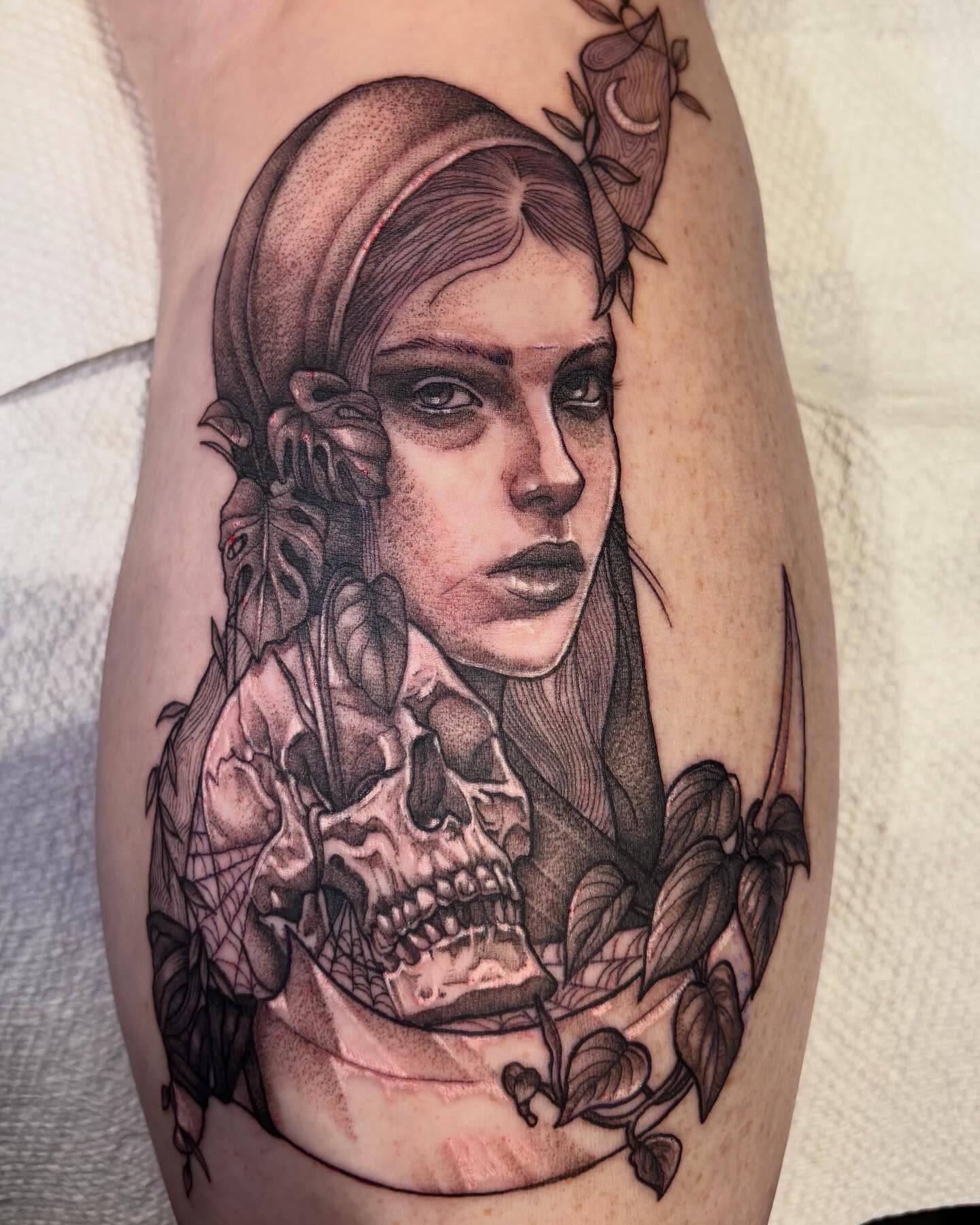 Tattoo by @tattoosbyemilyfalkowski — dotwork, realism