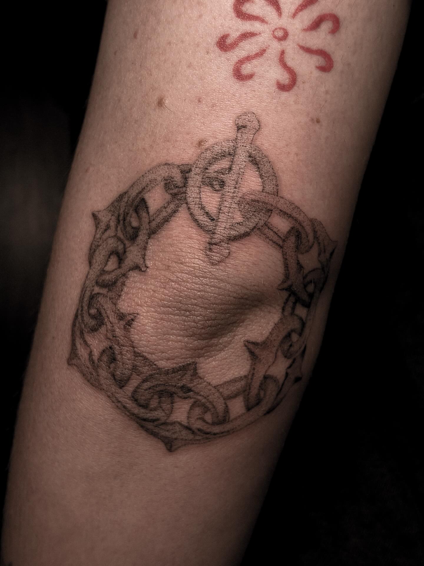 Anchor black and grey tattoo on the forearm by ๐๐, Tacoma, Washington