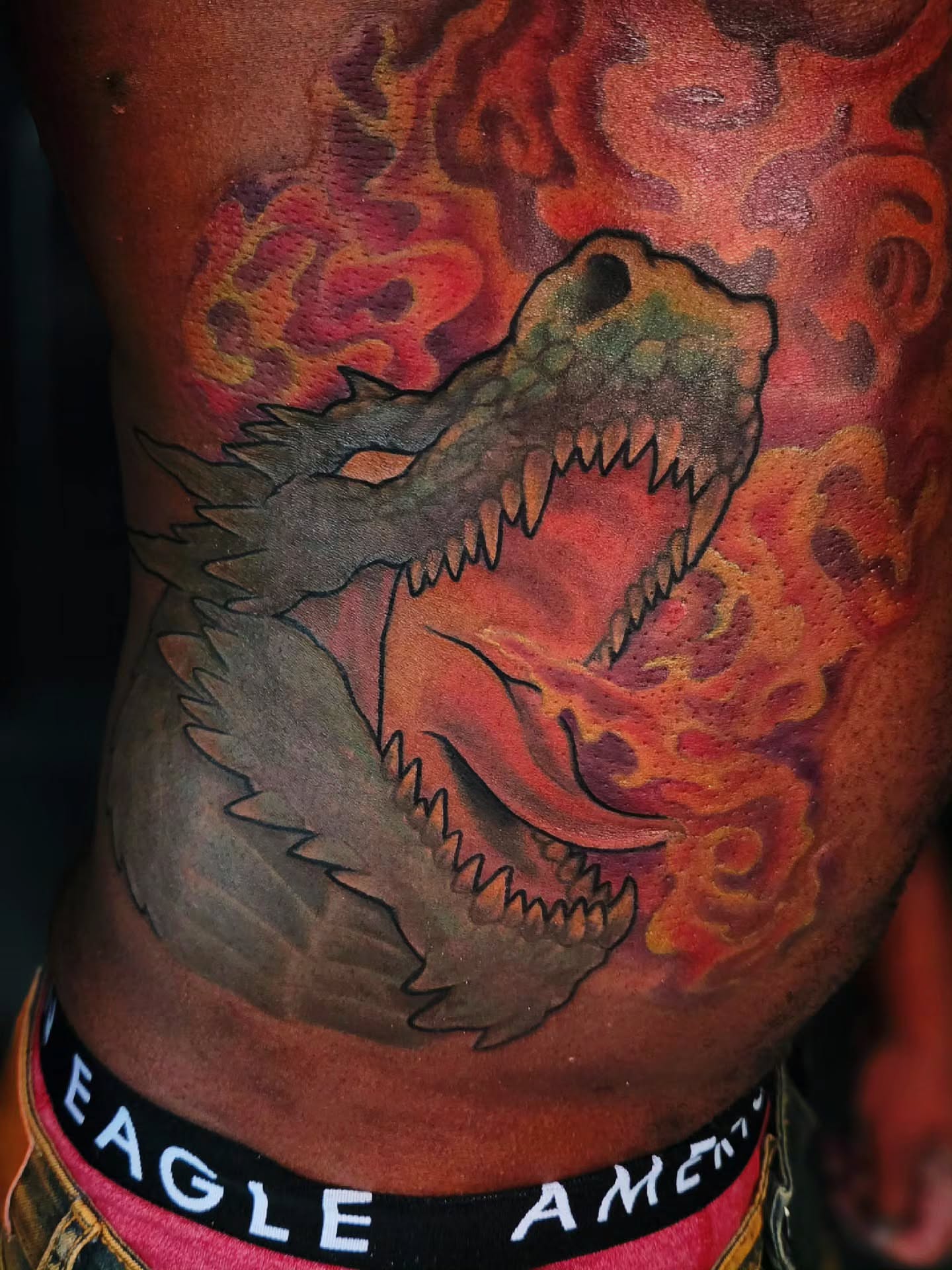 Dragon realism tattoo on the ribs by ๐๐๐๐