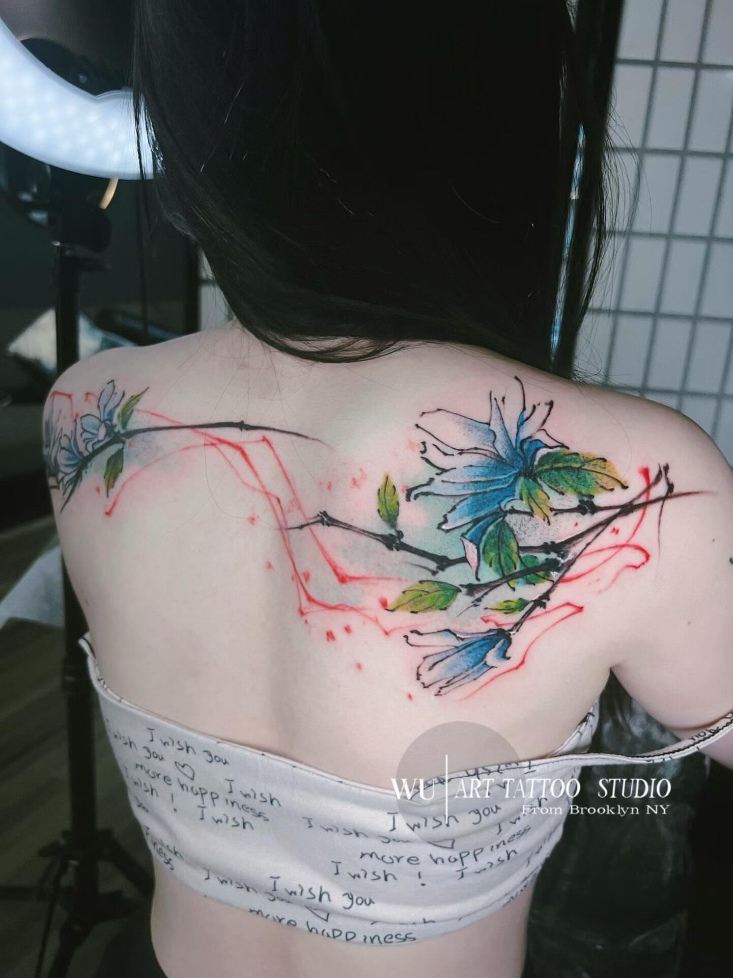Cherry blossoms watercolor tattoo on the back by Ink _daisy_