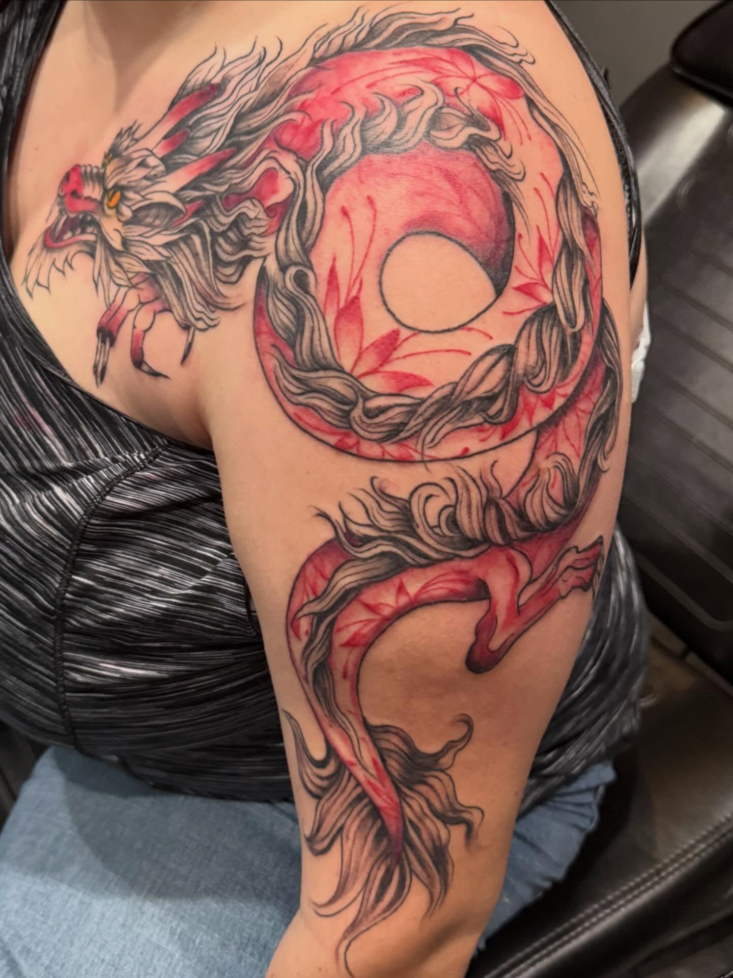 Dragon japanese irezumi tattoo on the shoulder by Courtney