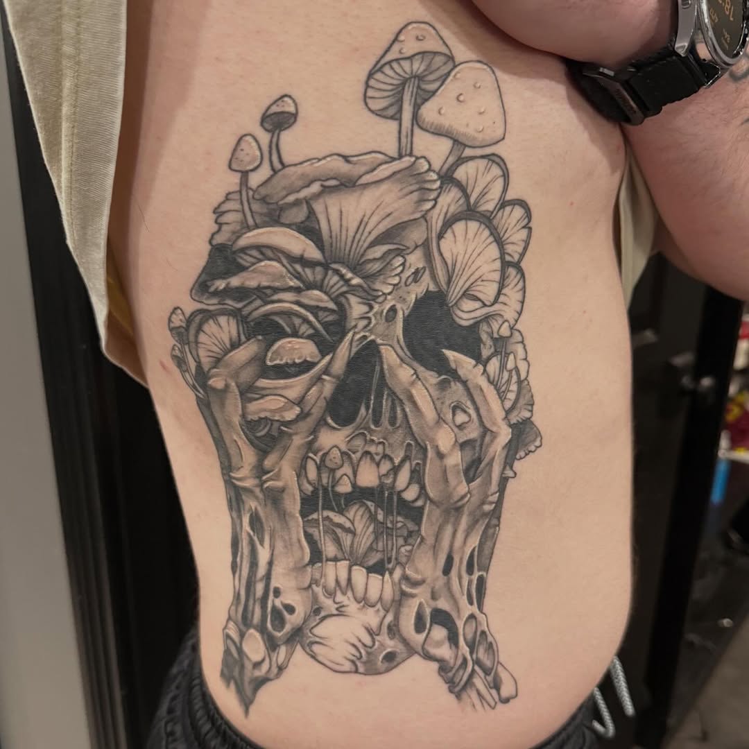 Tattoo by @blackhartdesigns — black_and_grey, realism