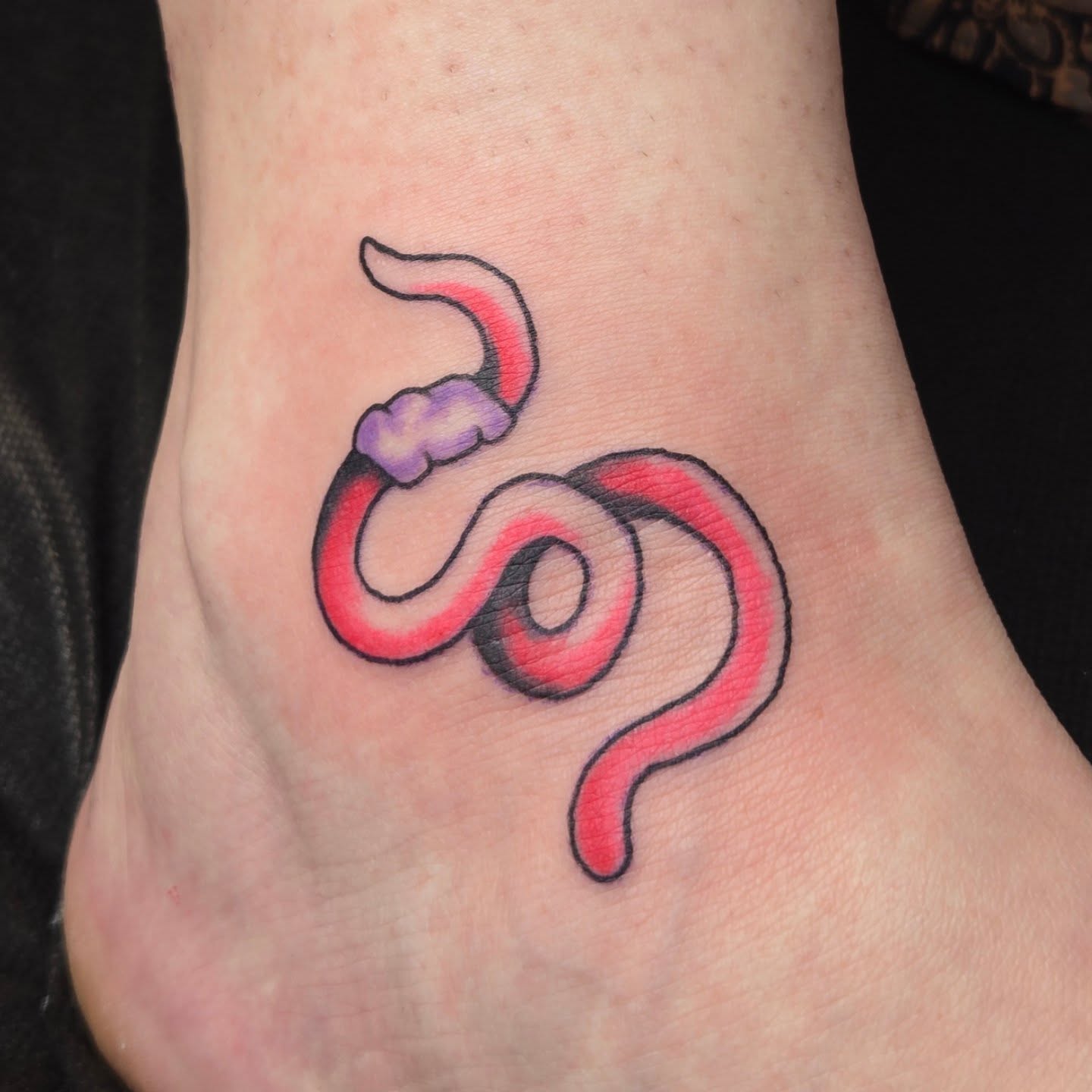 Snake new school tattoo on the foot by alec