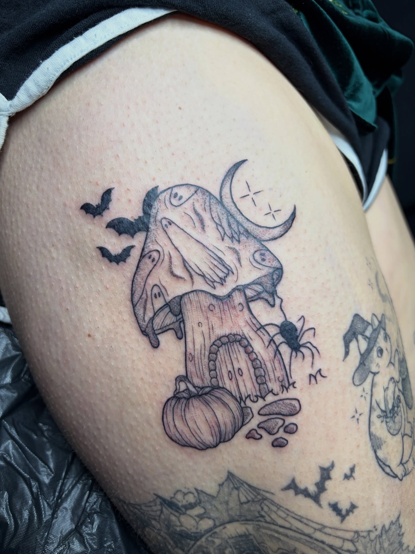 Tattoo by @poppyoliviatattoo — black_and_grey