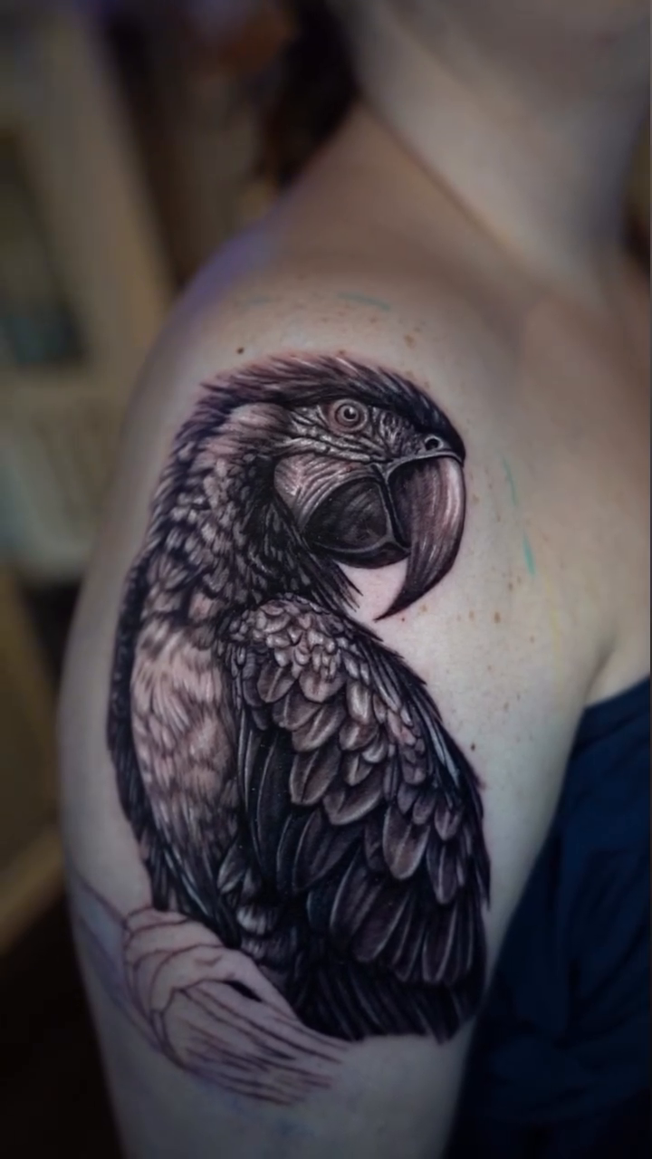 Tattoo by @devinmullentattoos — realism, black_and_grey