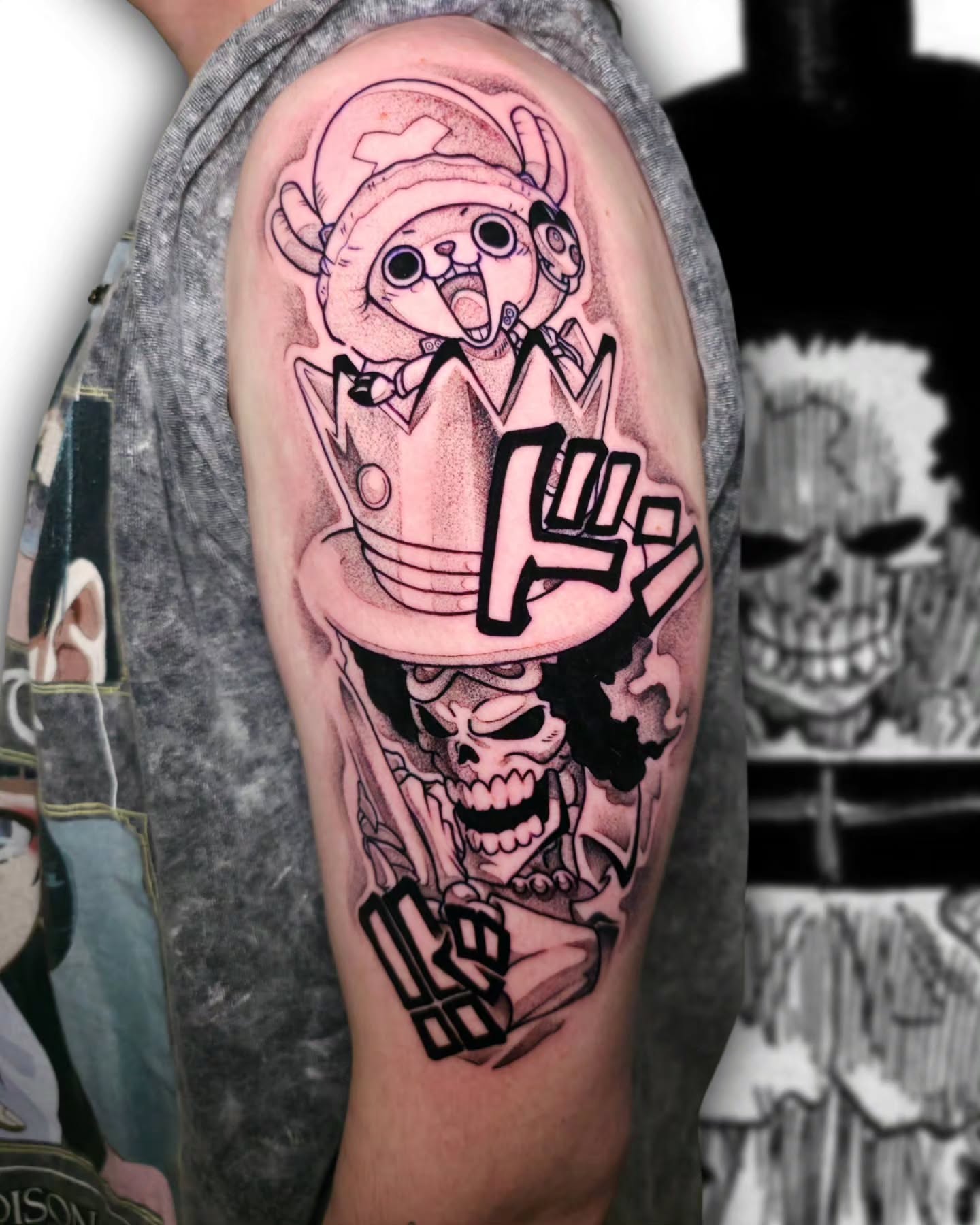 Tattoo by @narliehoodman — anime, dotwork