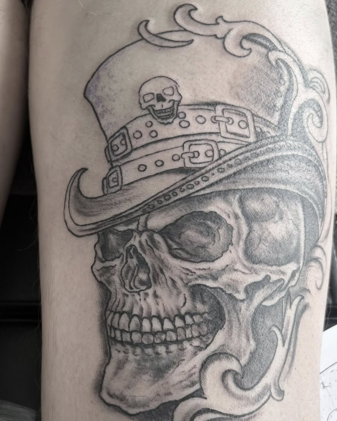 Tattoo by @daburningneedle — black_and_grey, realism
