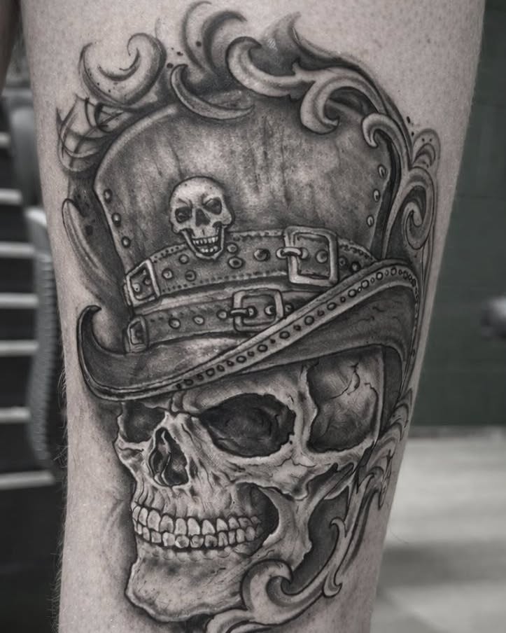 Tattoo by @daburningneedle — black_and_grey, realism