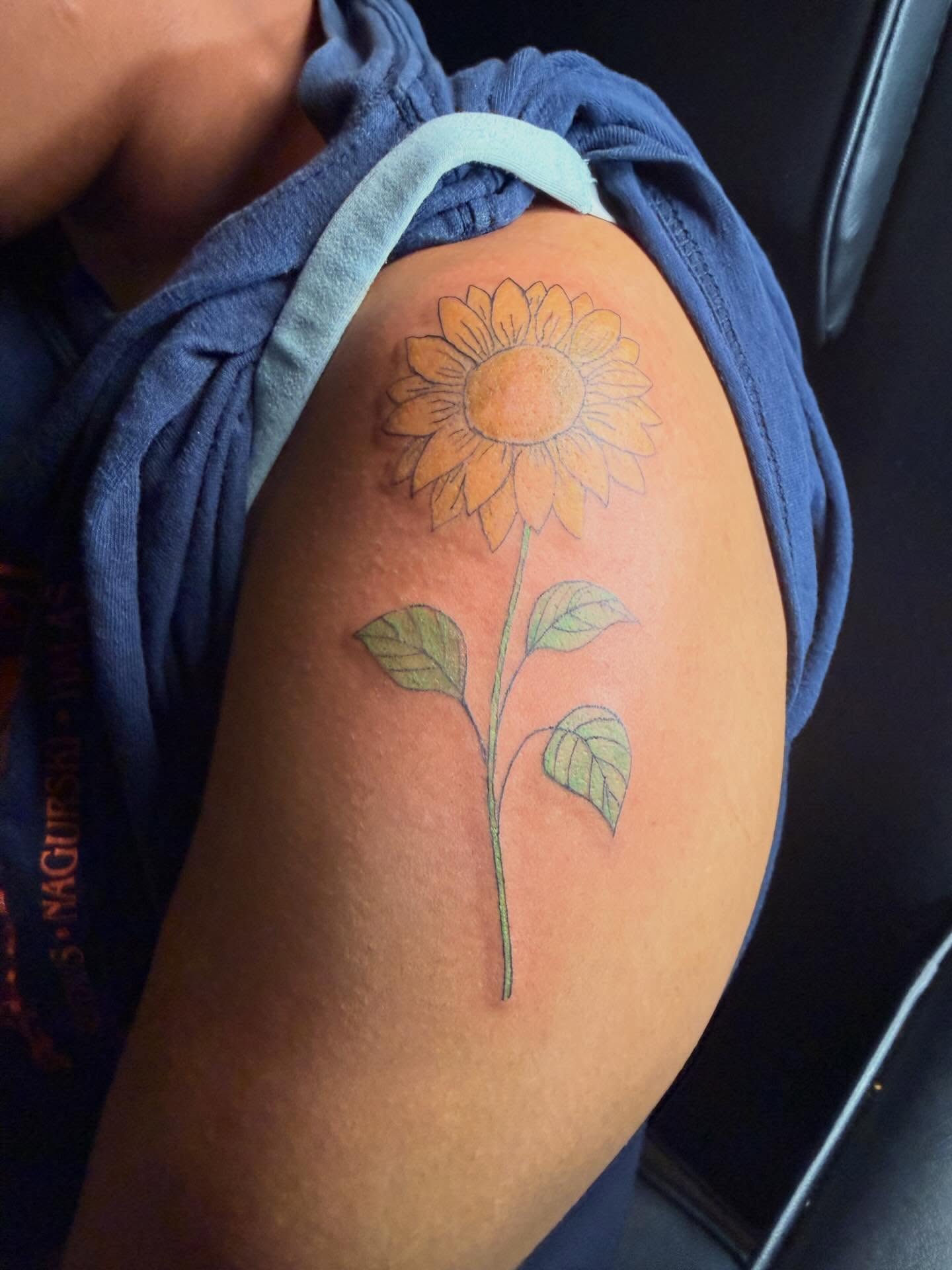 Sunflower realism tattoo on the shoulder by @bloodline__legacy