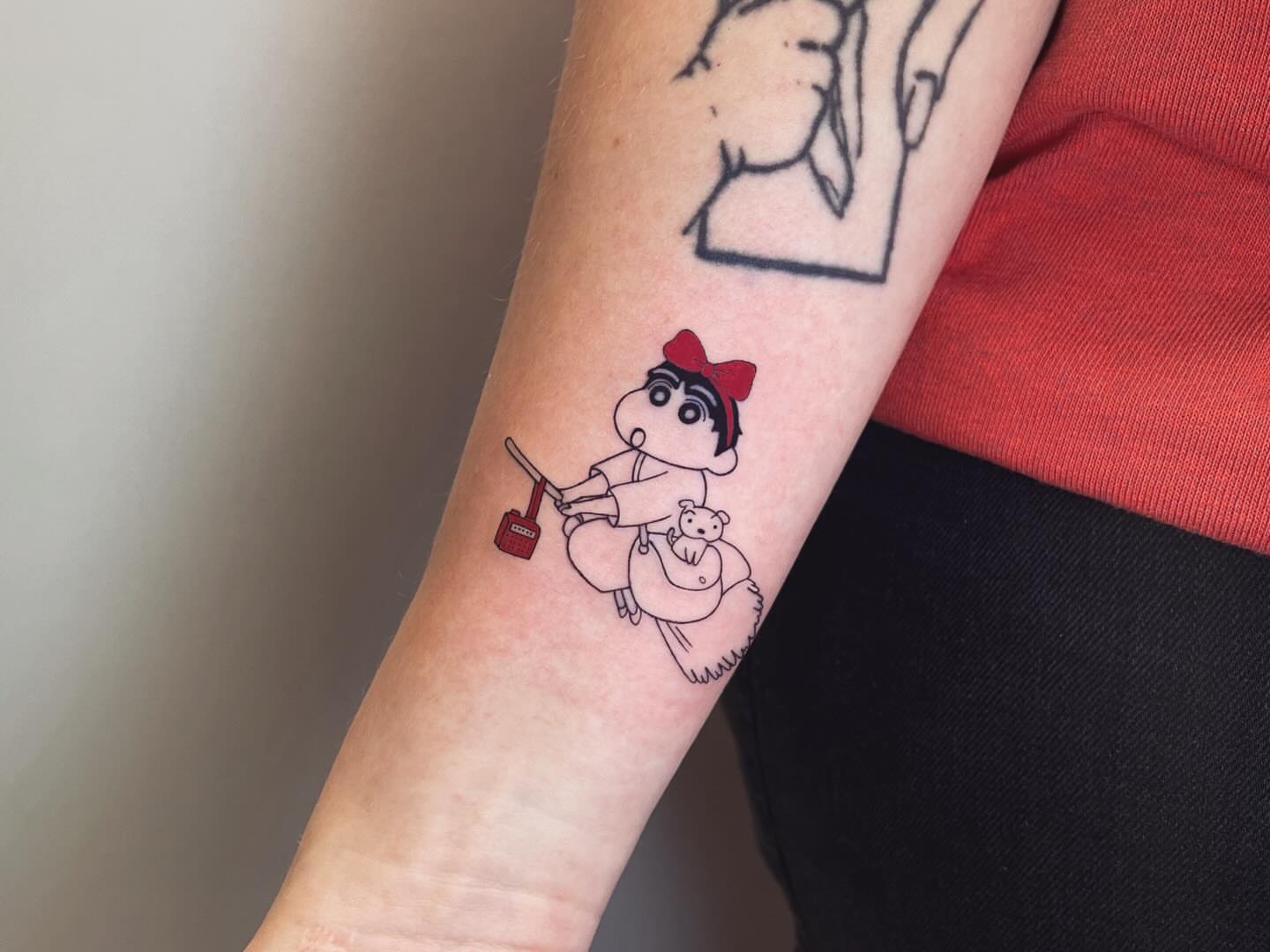 Moomin character anime tattoo on the forearm by vivian
