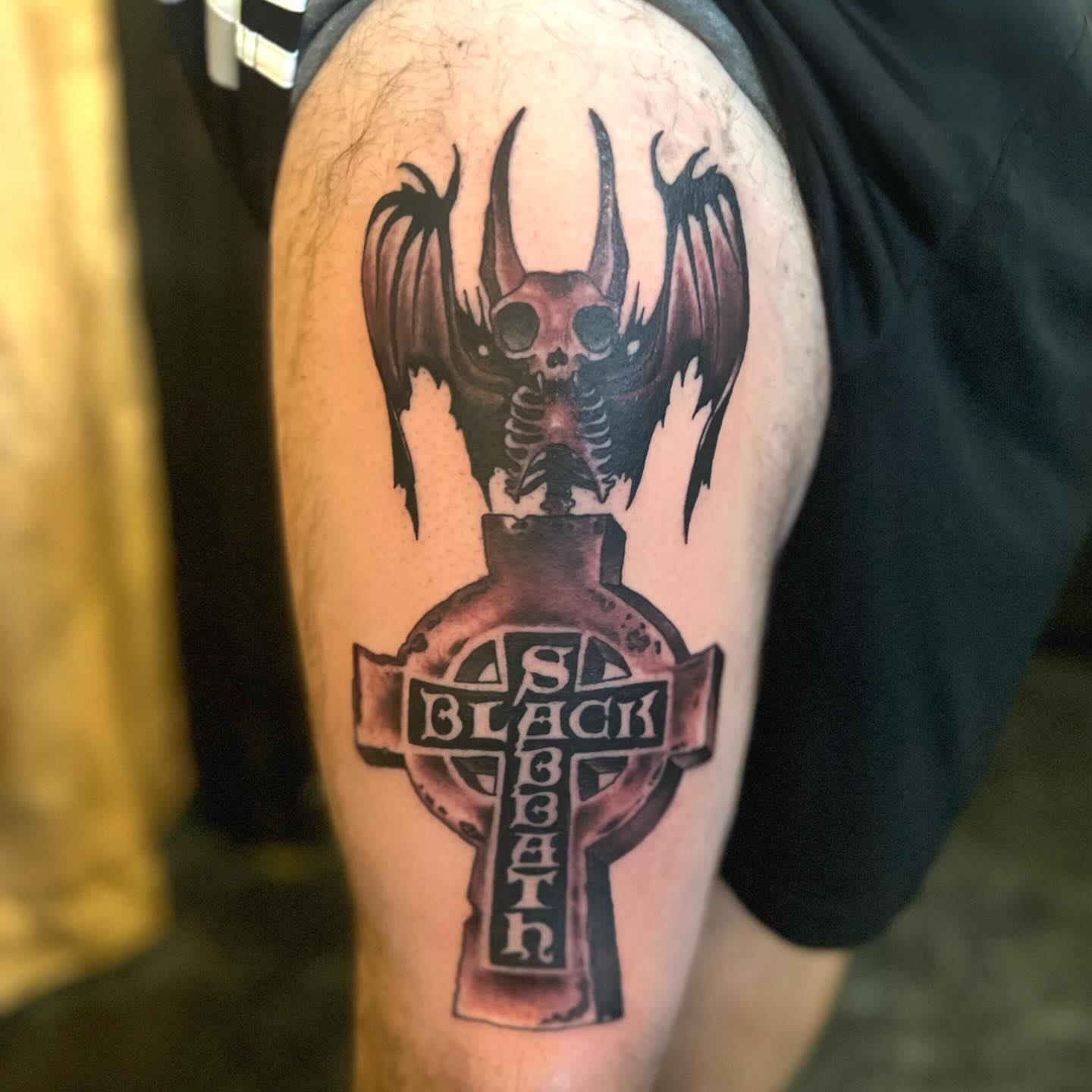 Tattoo by @heystraydog — black_and_grey