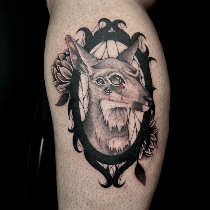 Tattoo by @kuraiinkz — dark_realism, black_and_grey