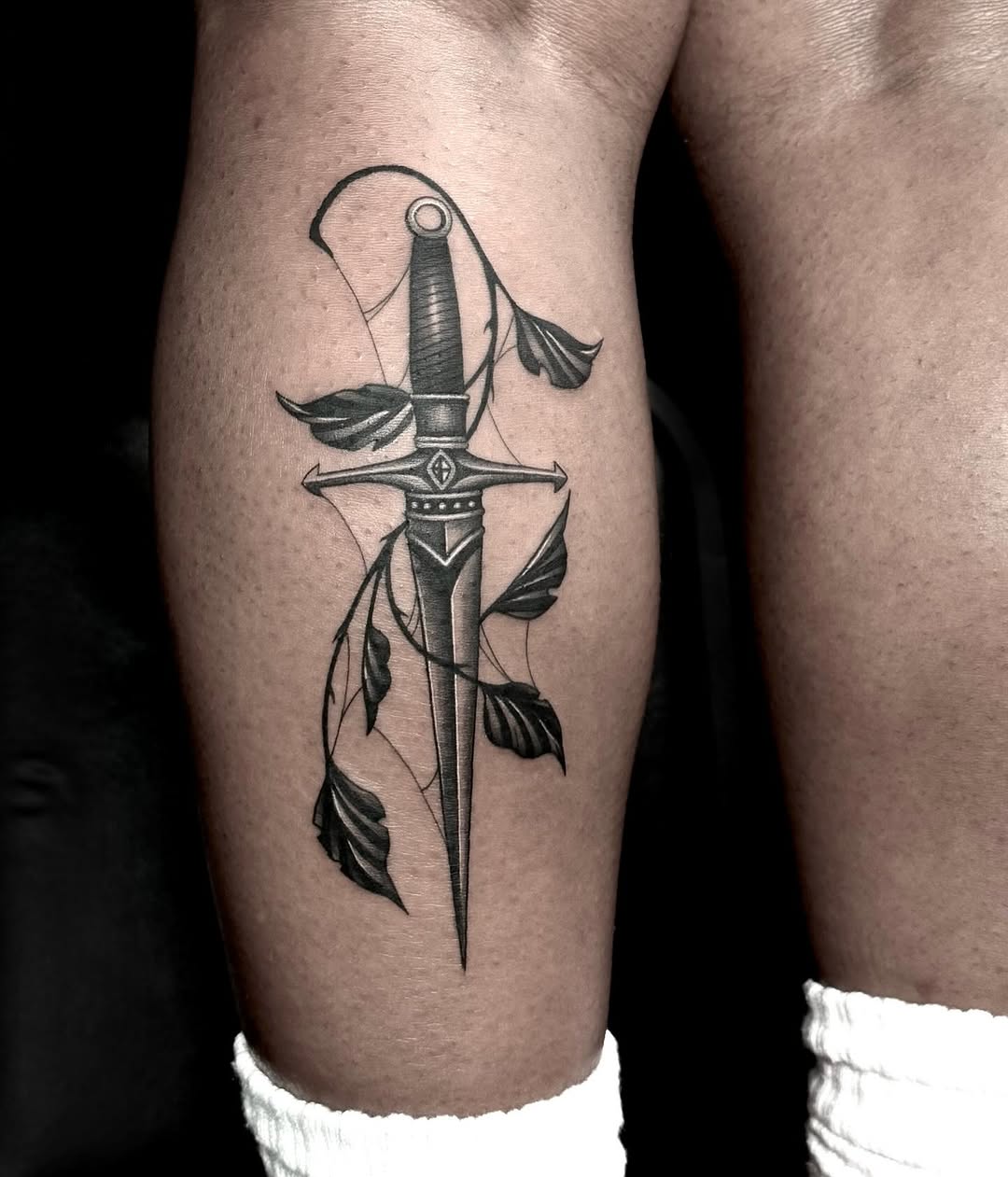 Tattoo by @kuraiinkz — black_and_grey, dark_realism
